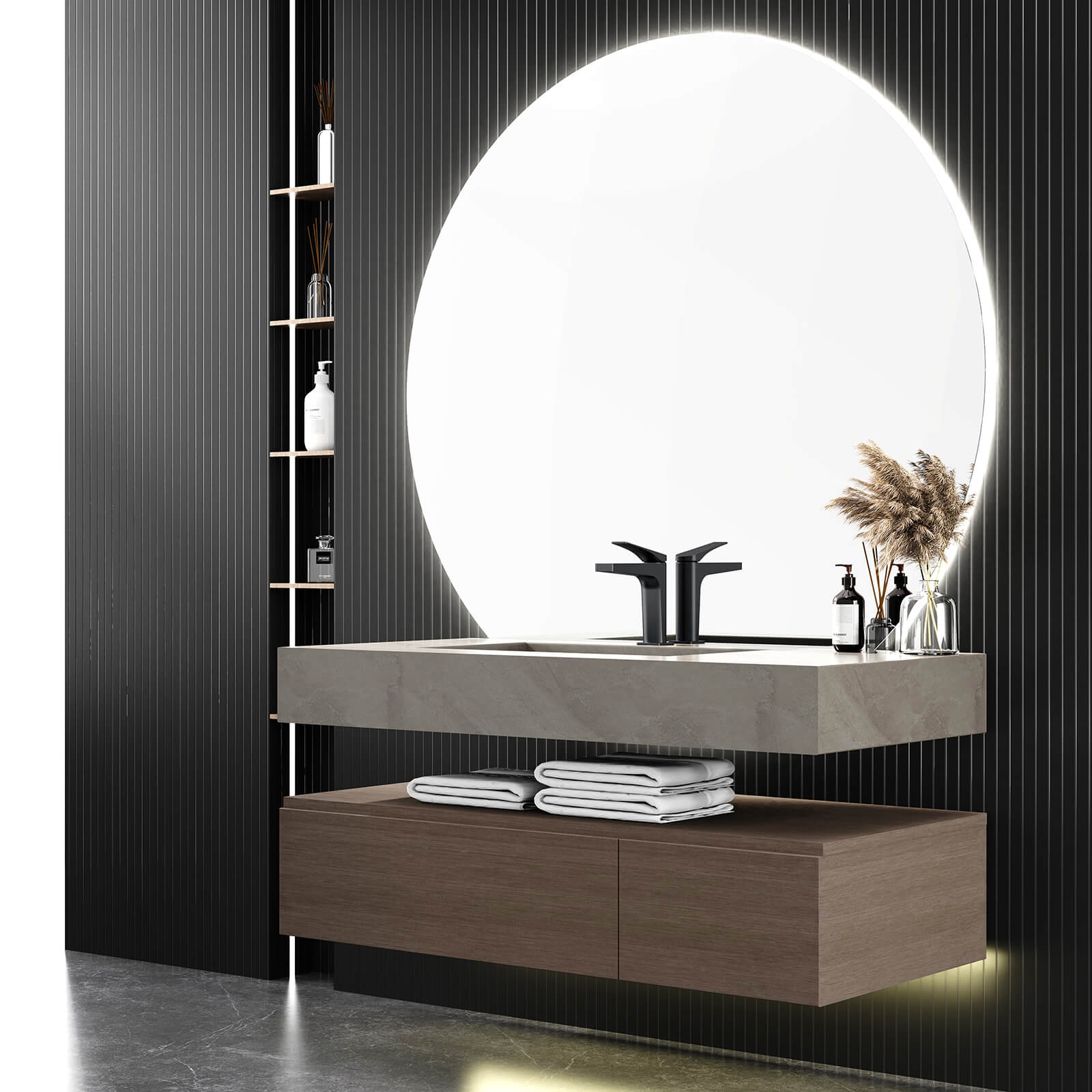 Modern single hole bathroom sink faucet with fingerprint resistant matte black coating