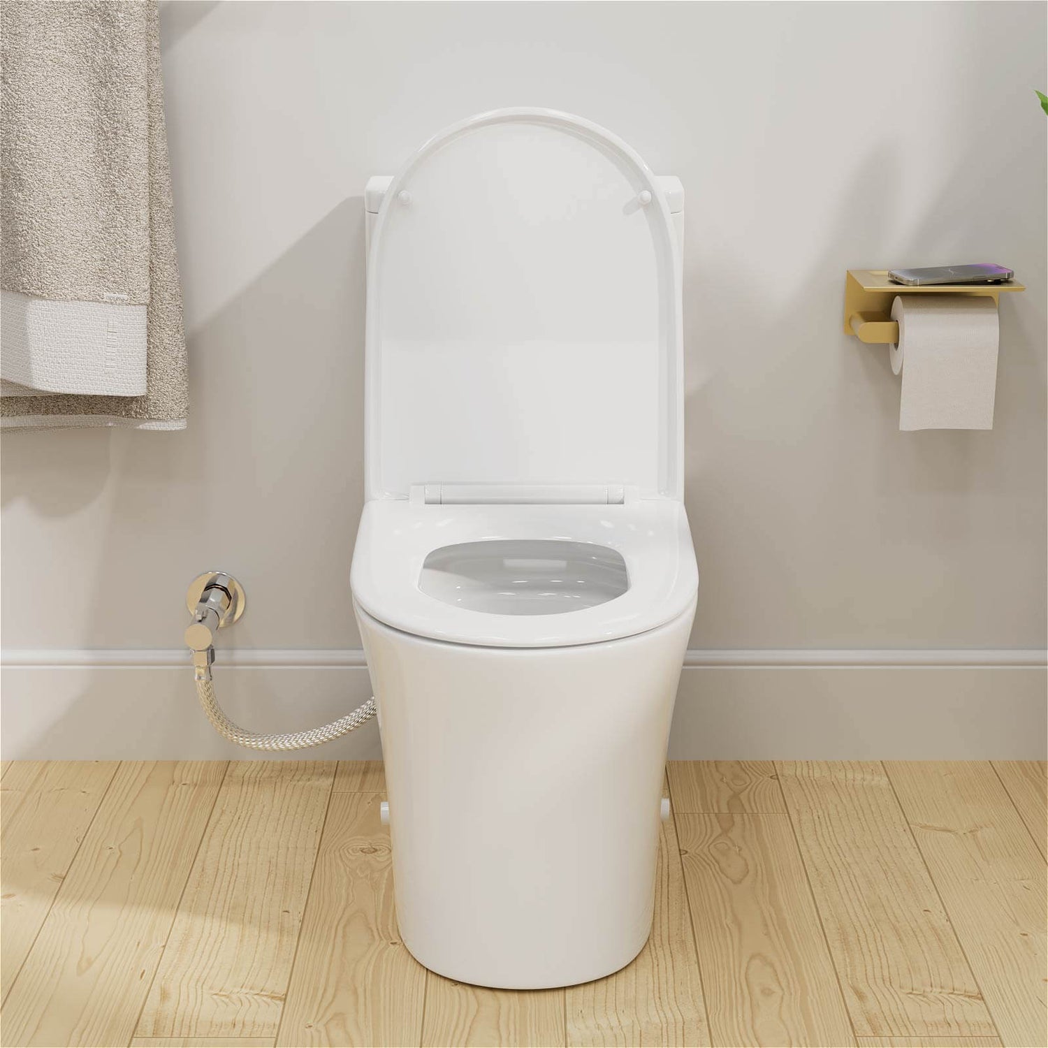 Modern skirted base toilet for easy cleaning and sleek look