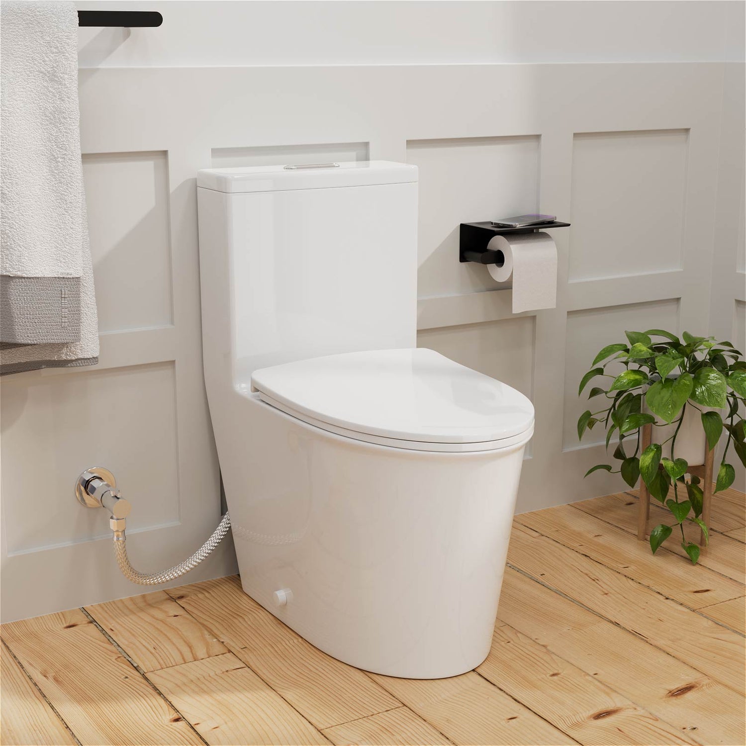 Modern white skirted toilet with elongated bowl G6 0053W