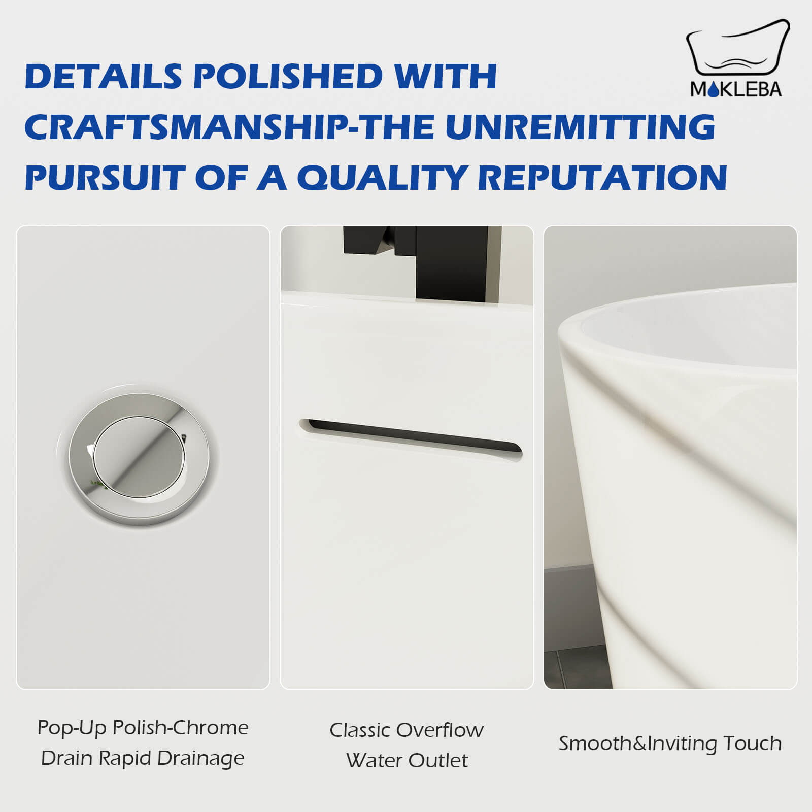 Modern 63 inch Acrylic Oval Shape Freestanding Soaking Tub