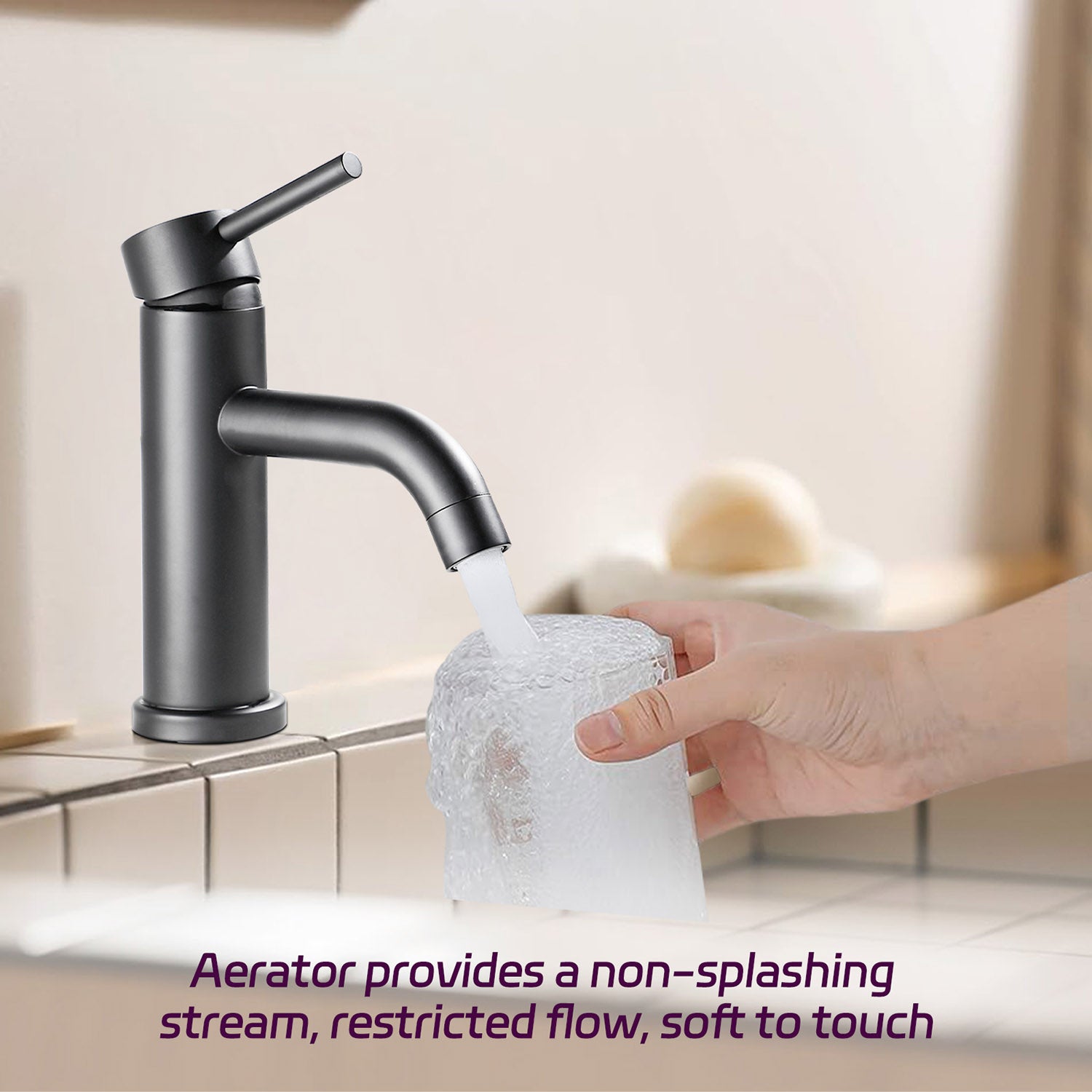 Modern Matte Black Single Handle Single Hole Bathroom Faucet with Aerator