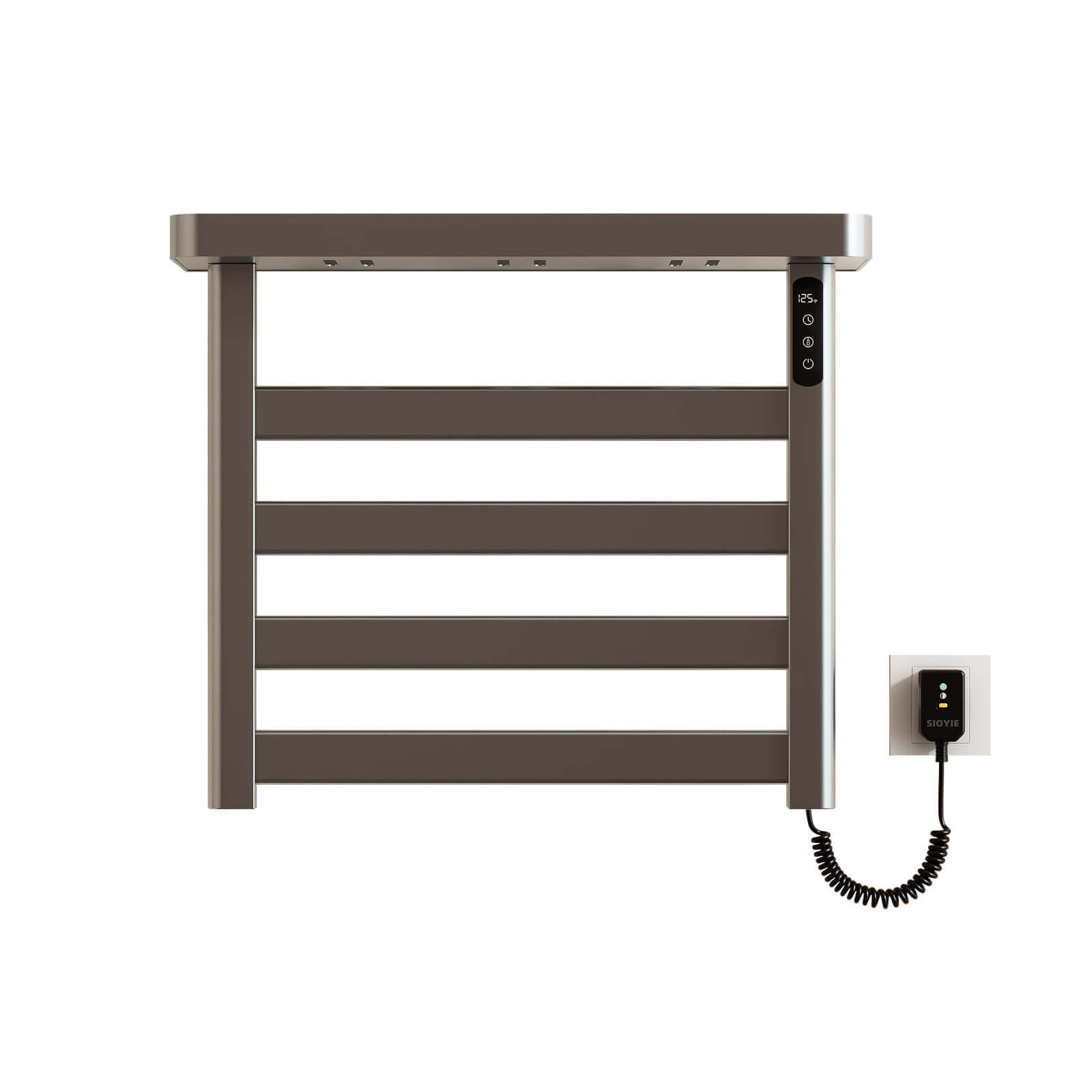 Modern bathroom with G50 Gray Plug-In Heated Towel Rack