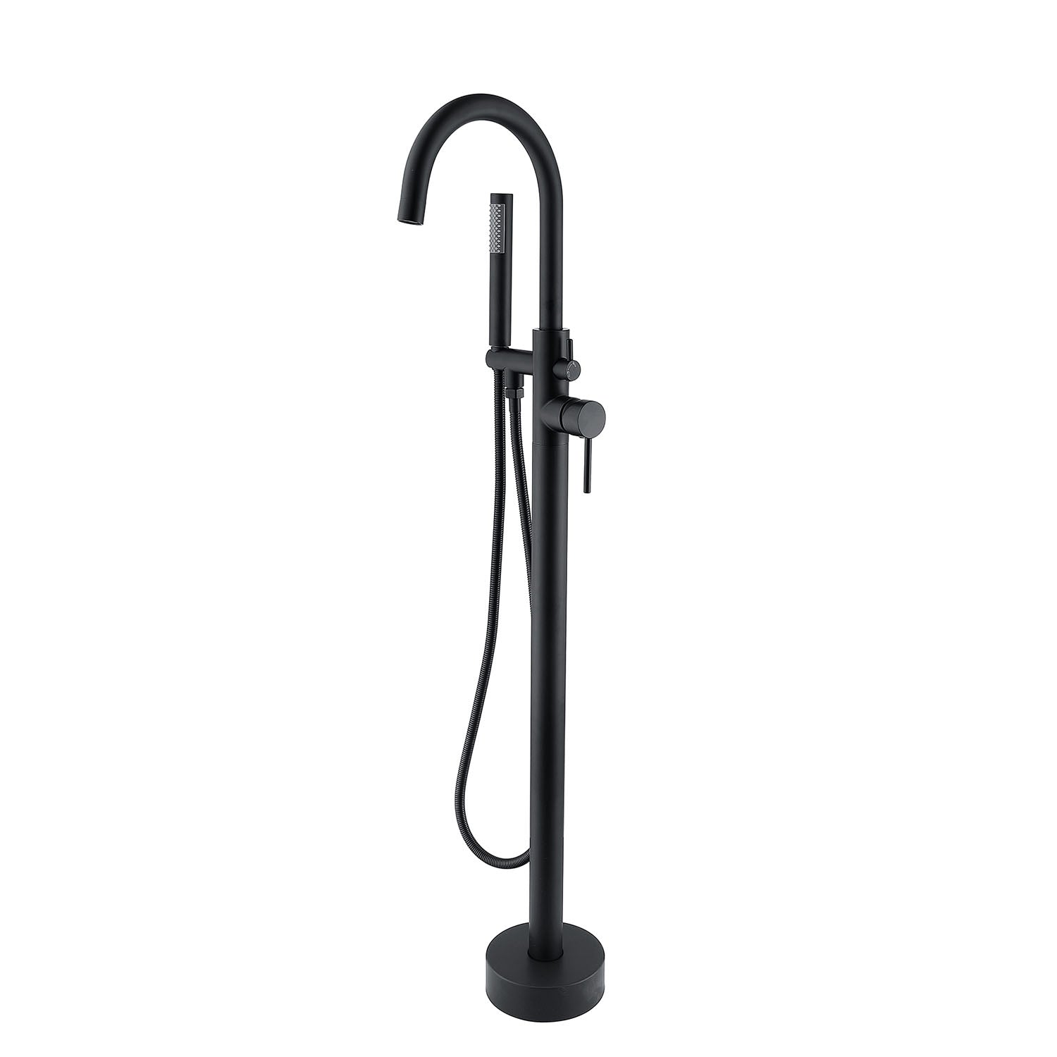 Modern matte black freestanding bathtub faucet with solid brass body