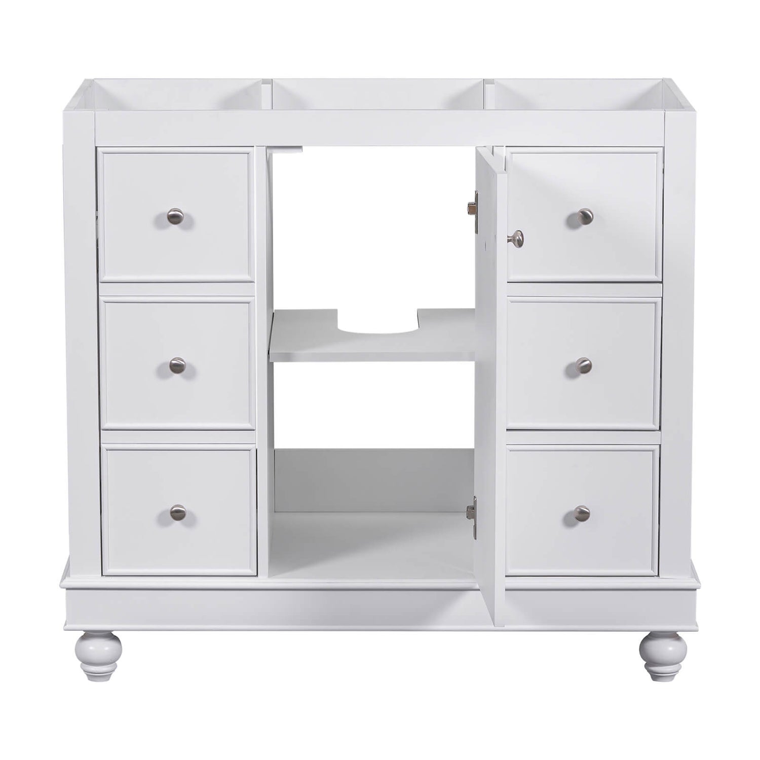 Modern white bathroom vanity with customizable sink options