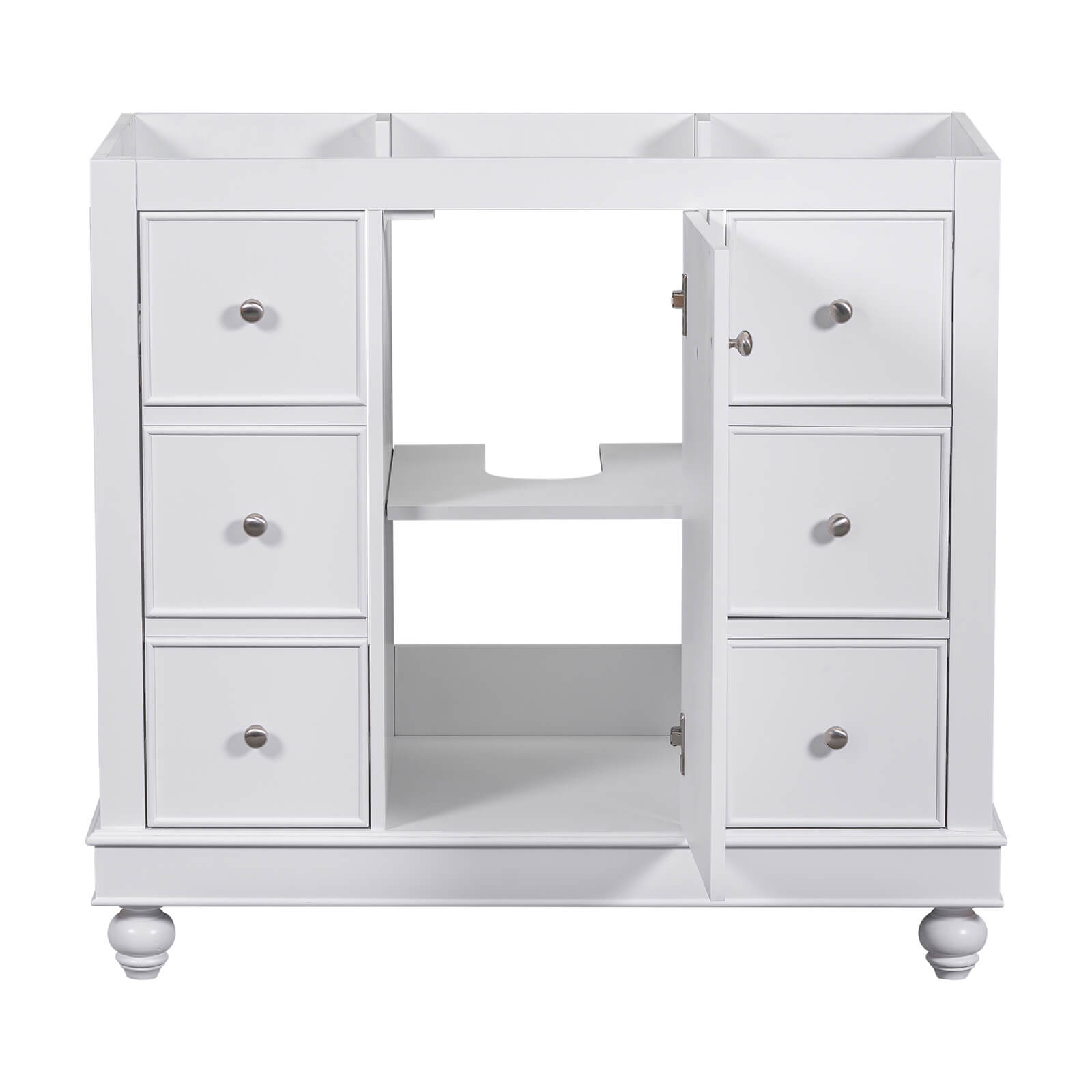 Modern white bathroom vanity with customizable sink options