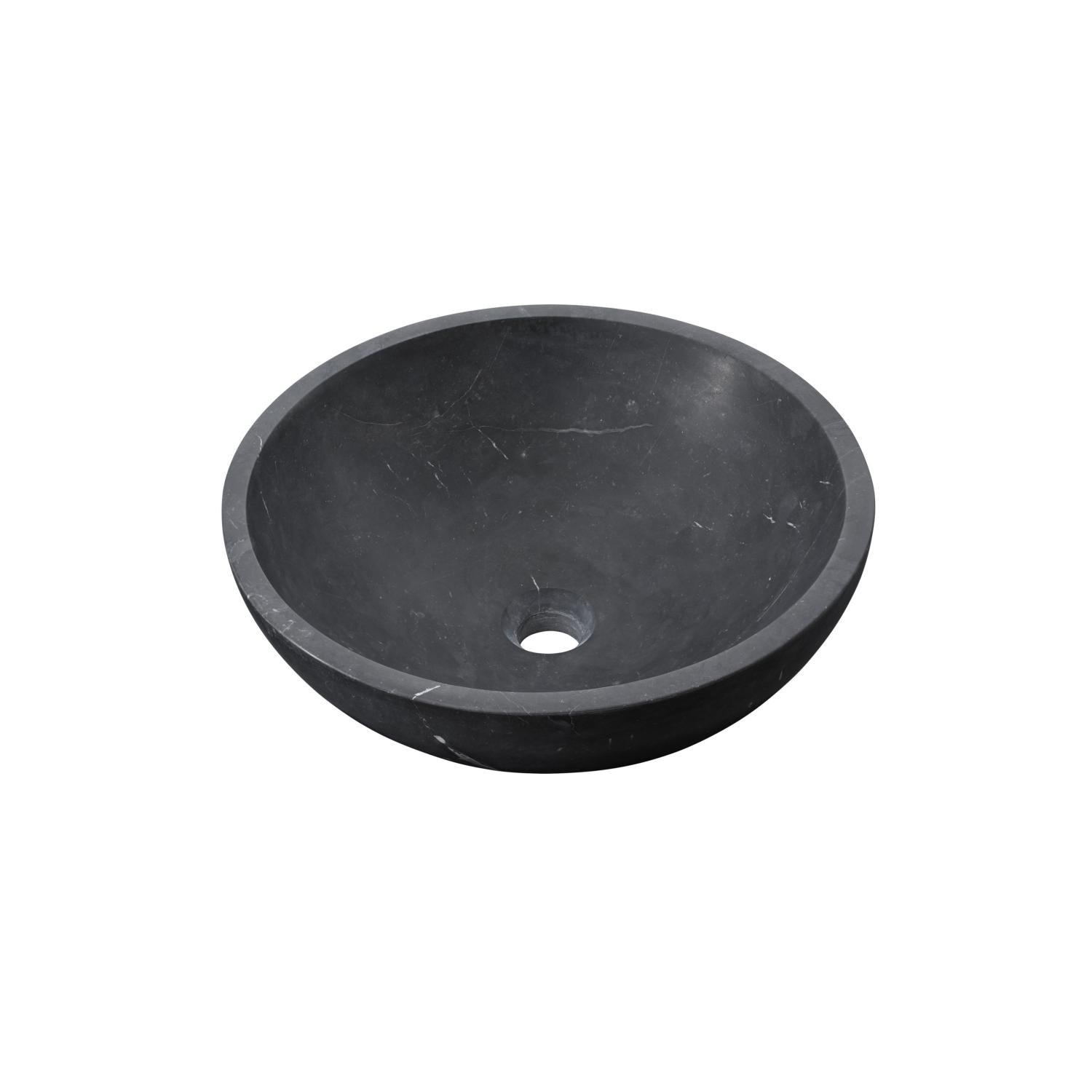 16" Dark Gray Marble Round Above-Counter Bathroom Sink