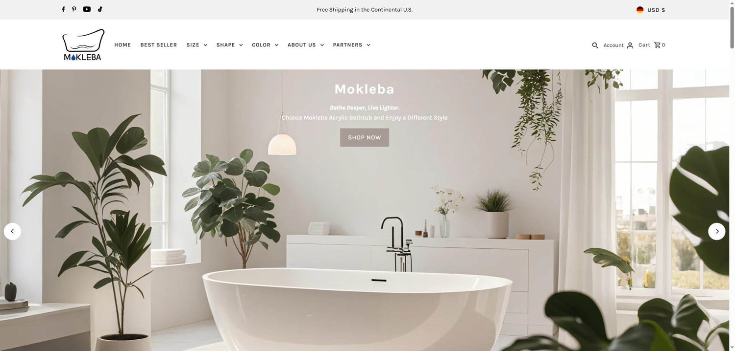Moklebabath website homepage
