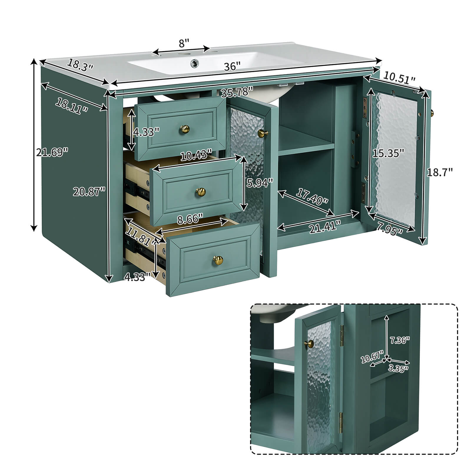 N710GTP223187F Bathroom Vanity Dimensions Specifications