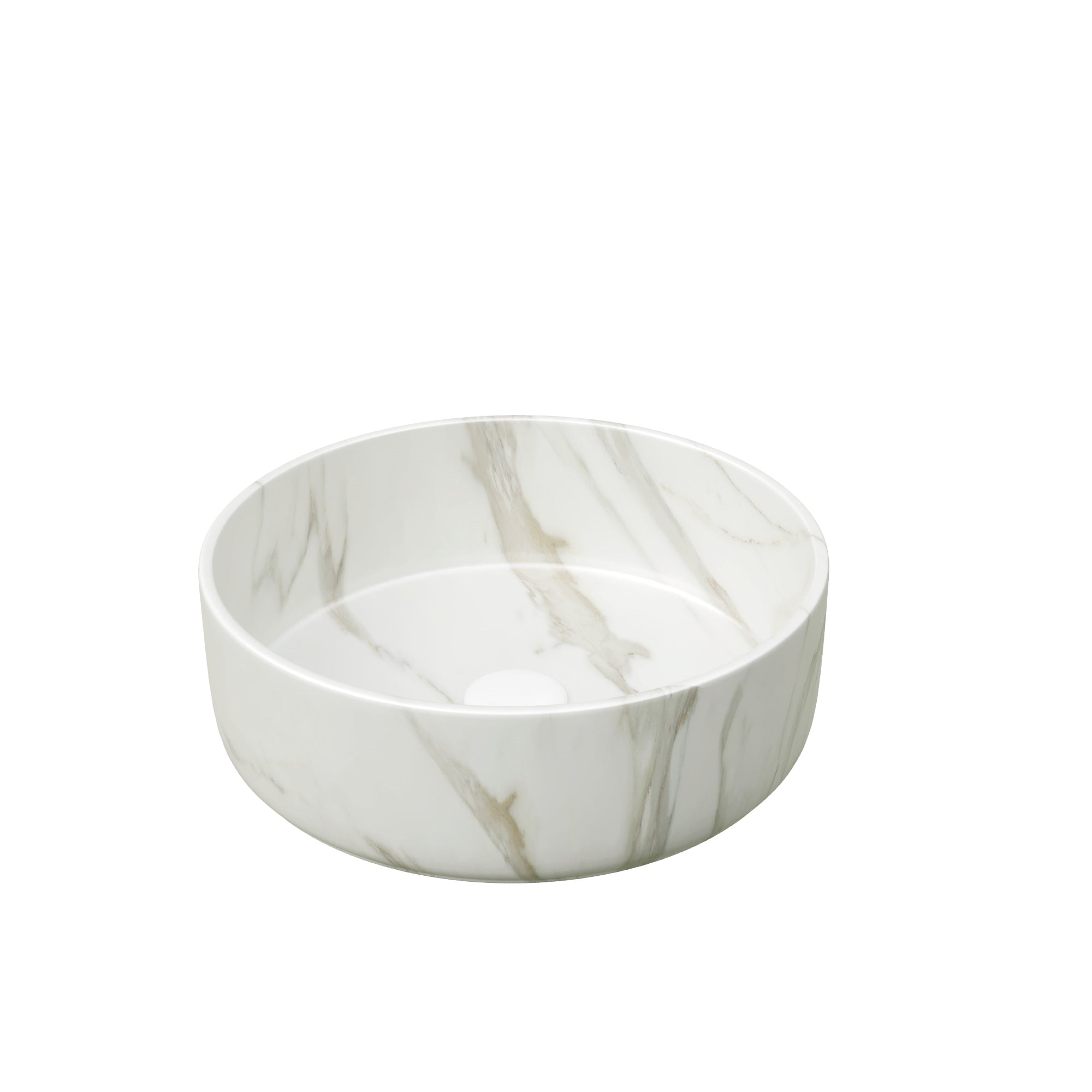 White Ceramic Round Above-Counter Vessel Sink with Stone Pattern round stone-patterned ceramic exterior