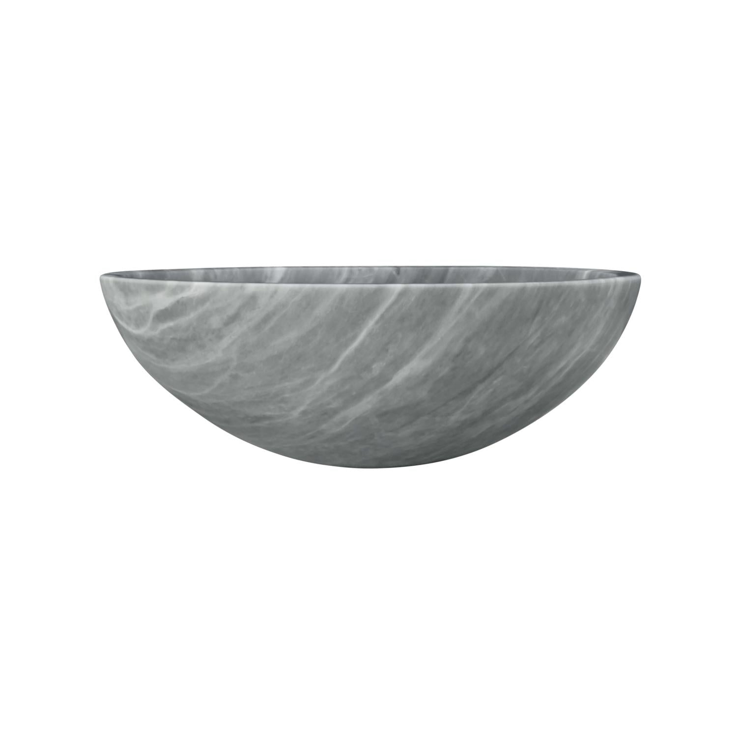 16" Gray Marble Round Above-Counter Bathroom Sink