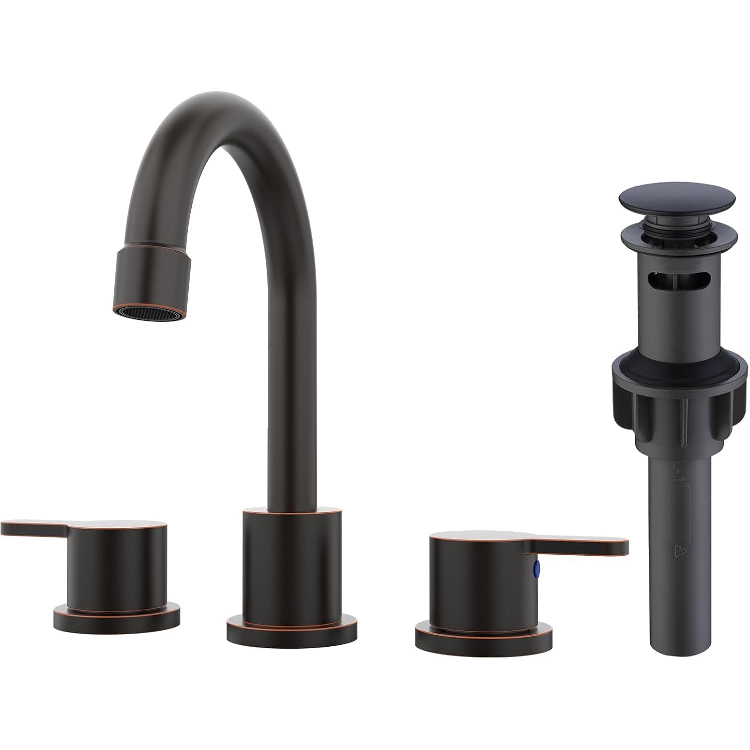 Oil-Rubbed Bronze 8 Inch Widespread Bathroom Sink Faucet with Pop Up Drain Assembly