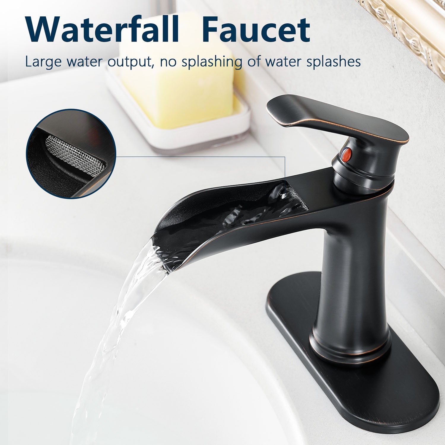 Oil-Rubbed Bronze Single Handle Waterfall Bathroom Faucet