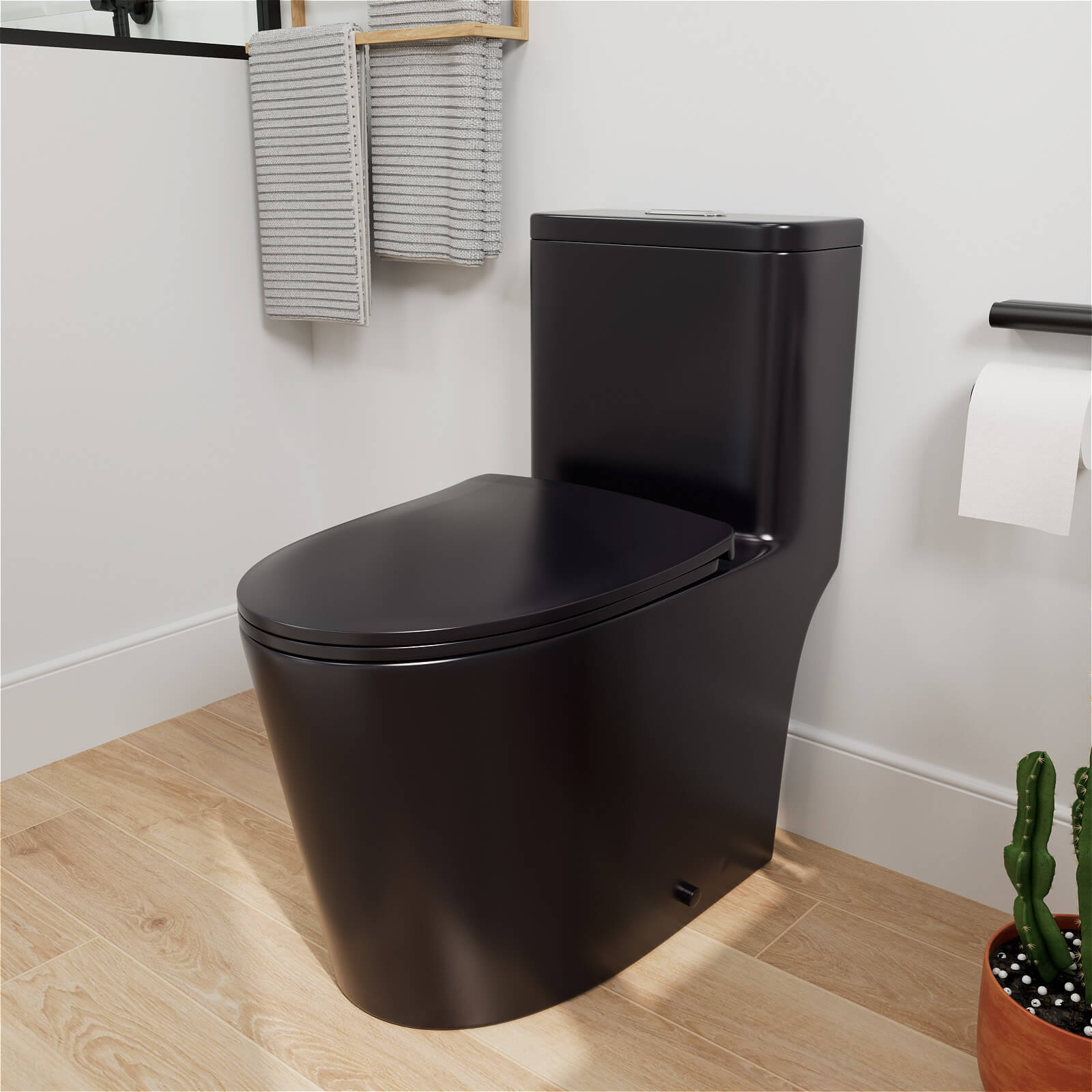 Inodoro monobloque de altura ADA, descarga doble por sifón de 1.0 GPF/1.28 GPF con asiento.