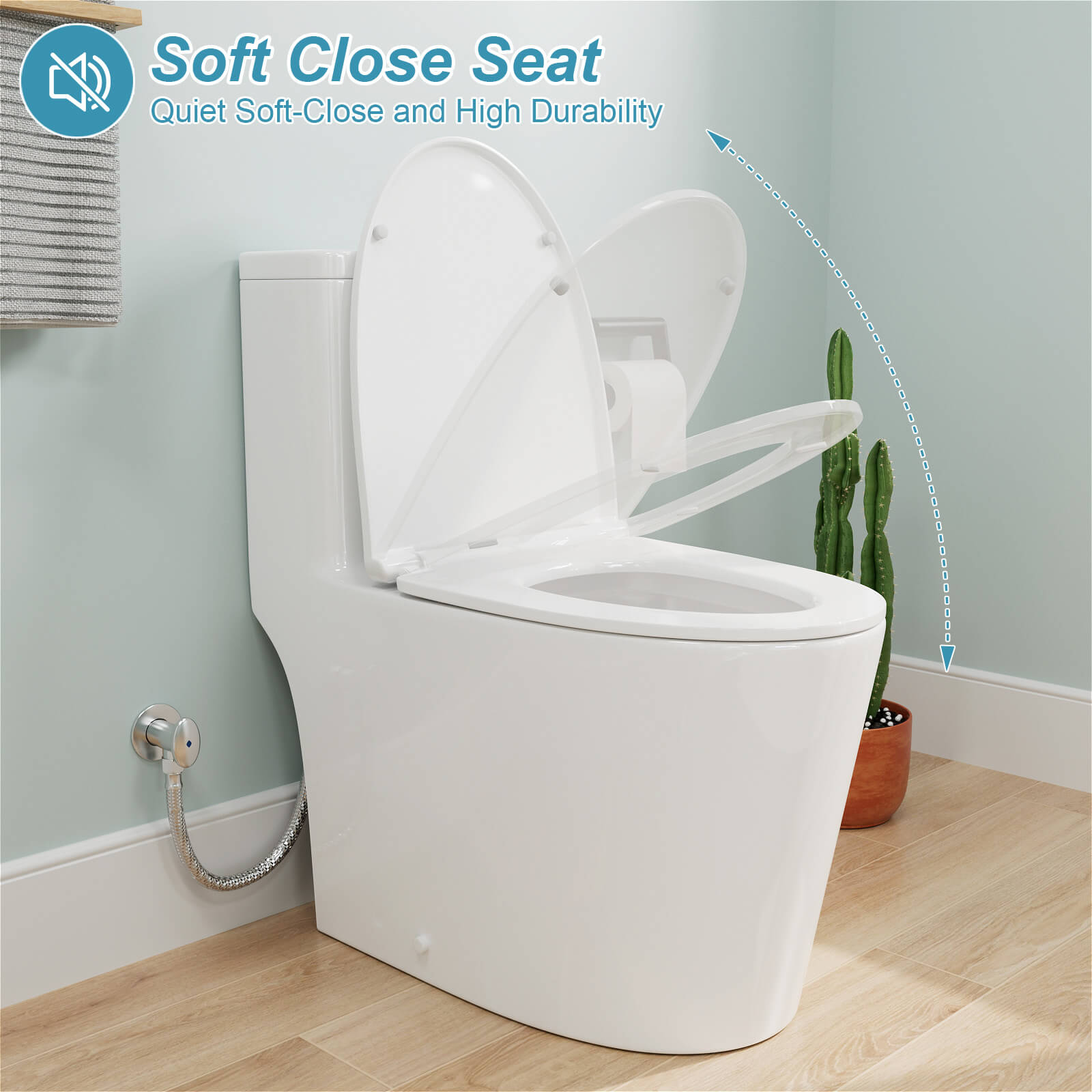 One-Piece Floor Mount Toilet Dual Flushing with Soft Close Seat