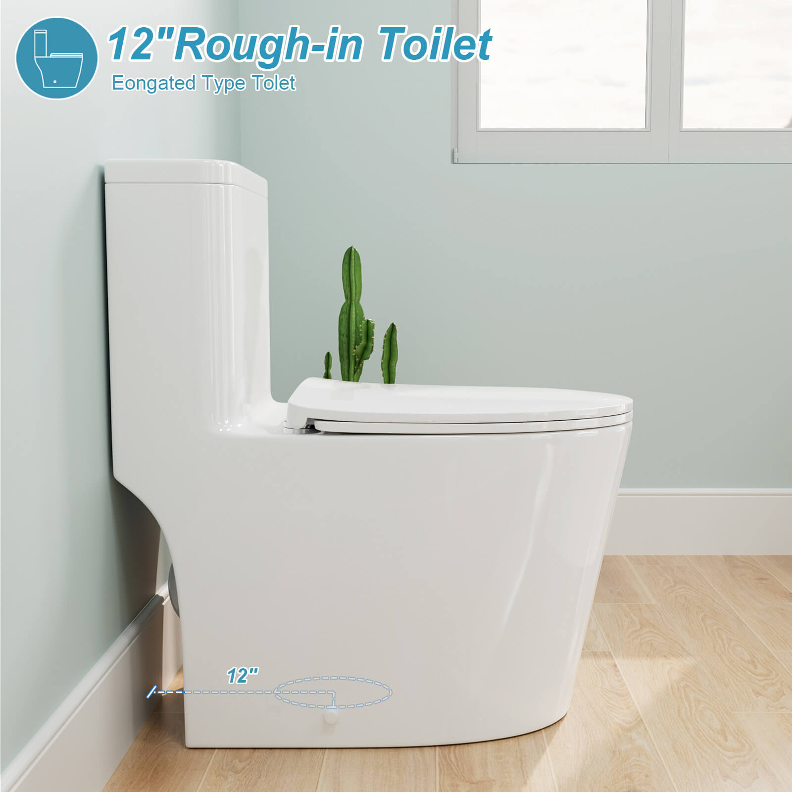 One-Piece Floor Mount Toilet with 12 inch Rough-in