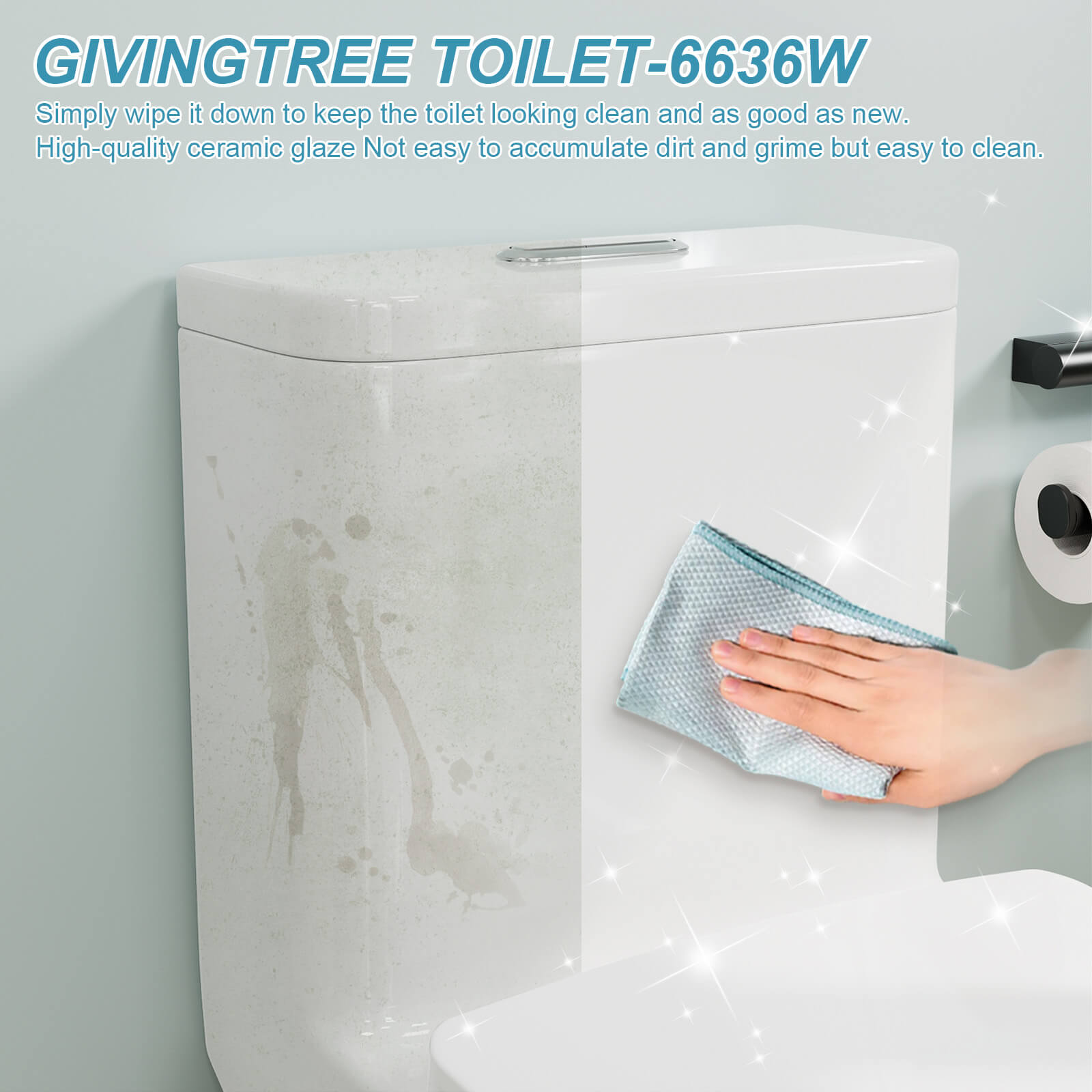 One-Piece Floor Mount White Toilet Dual Flushing