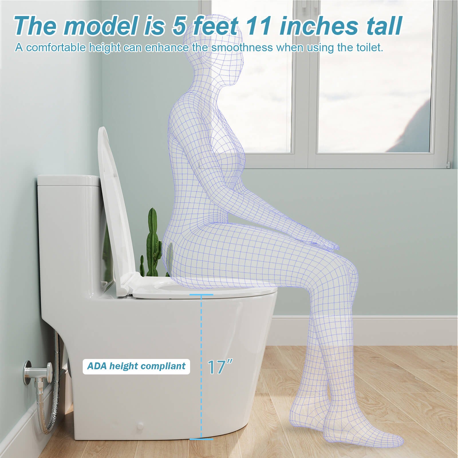 ADA Height One-Piece Toilet 1.1GPF/1.6 GPF Siphon Jet Dual Flushing with Toilet Seat