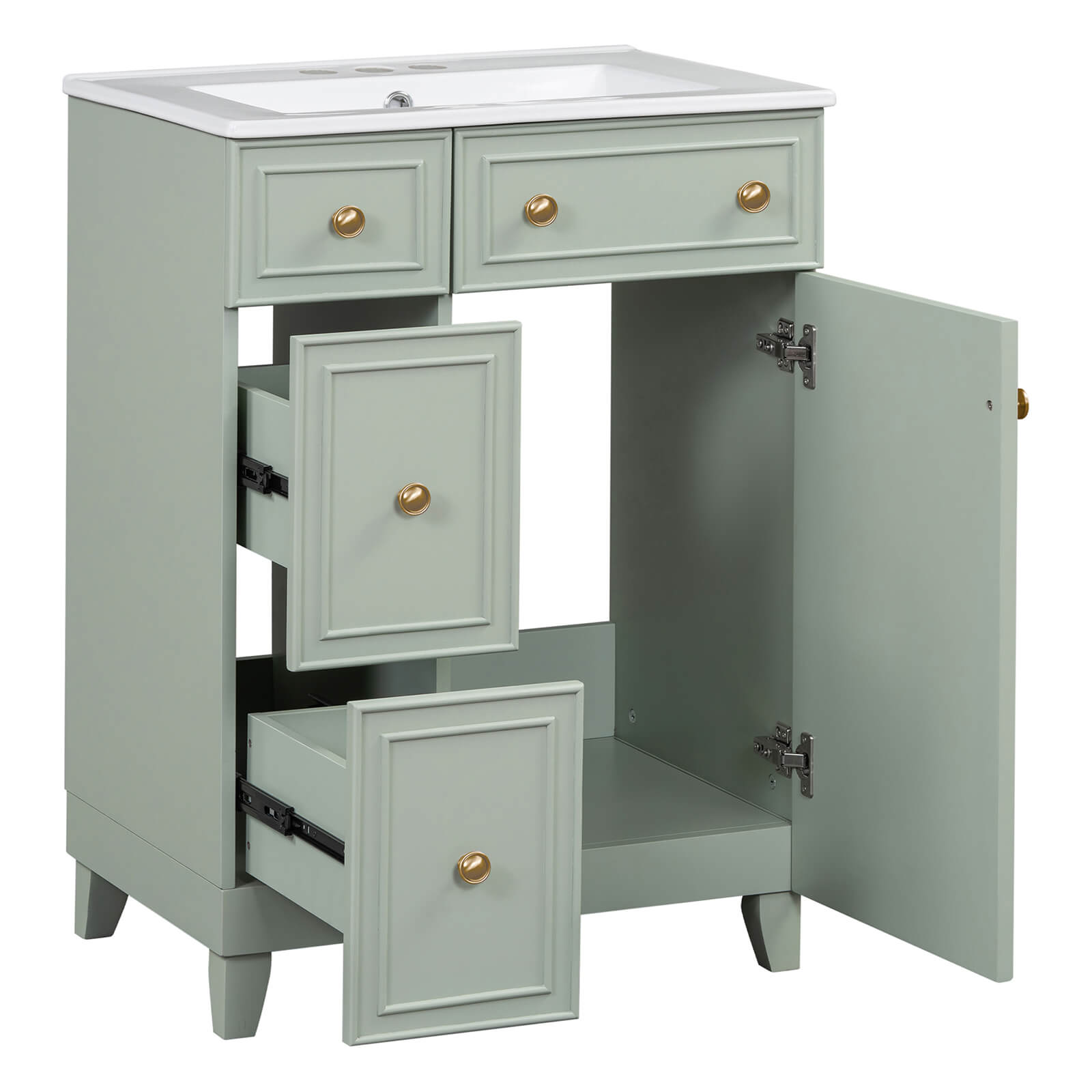 Overall aesthetic appeal of 24-inch light gray-green vanity