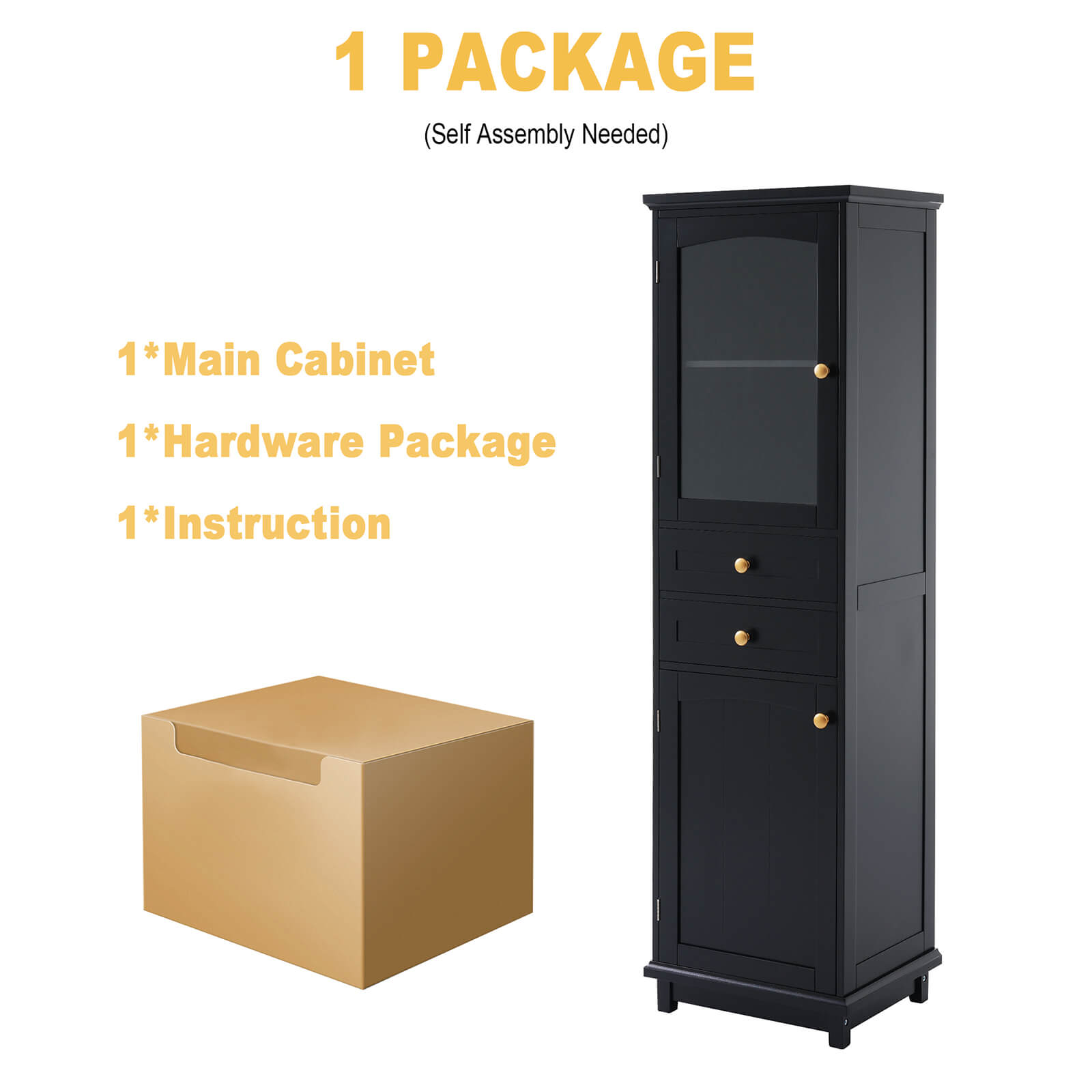 Package Package for 63 inch High Black Freestanding Linen Cabinet