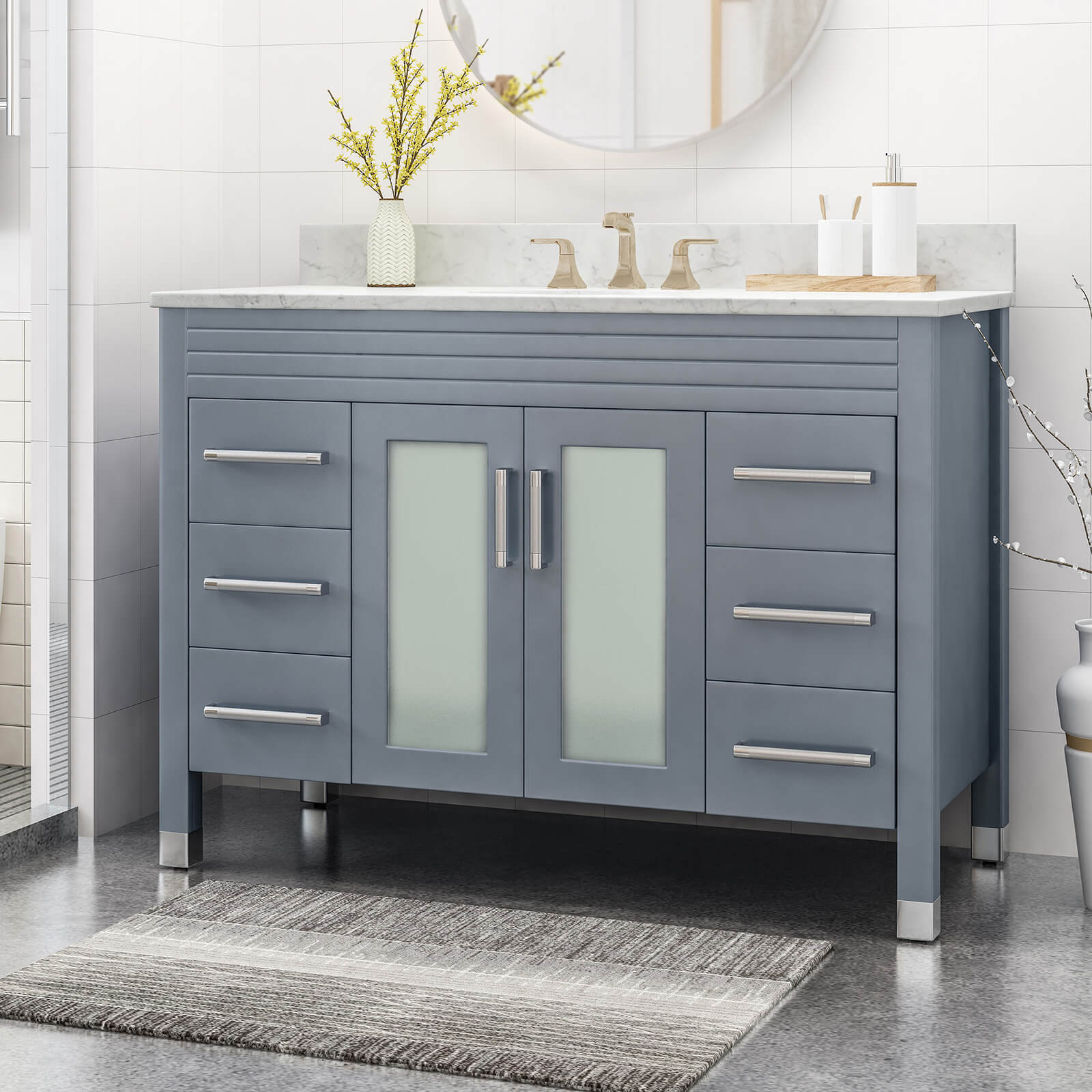 Picture of assembled 48 inch Acacia Freestanding Dresser