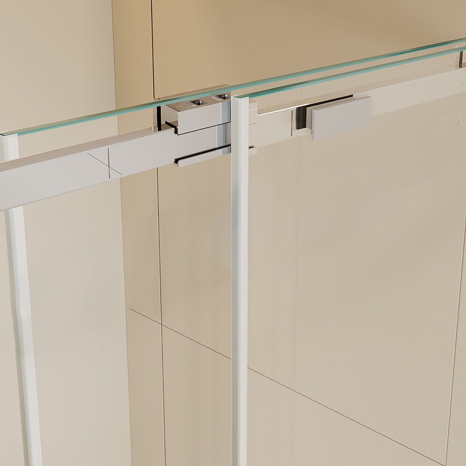 Polished chrome single sliding shower door with clear tempered glass