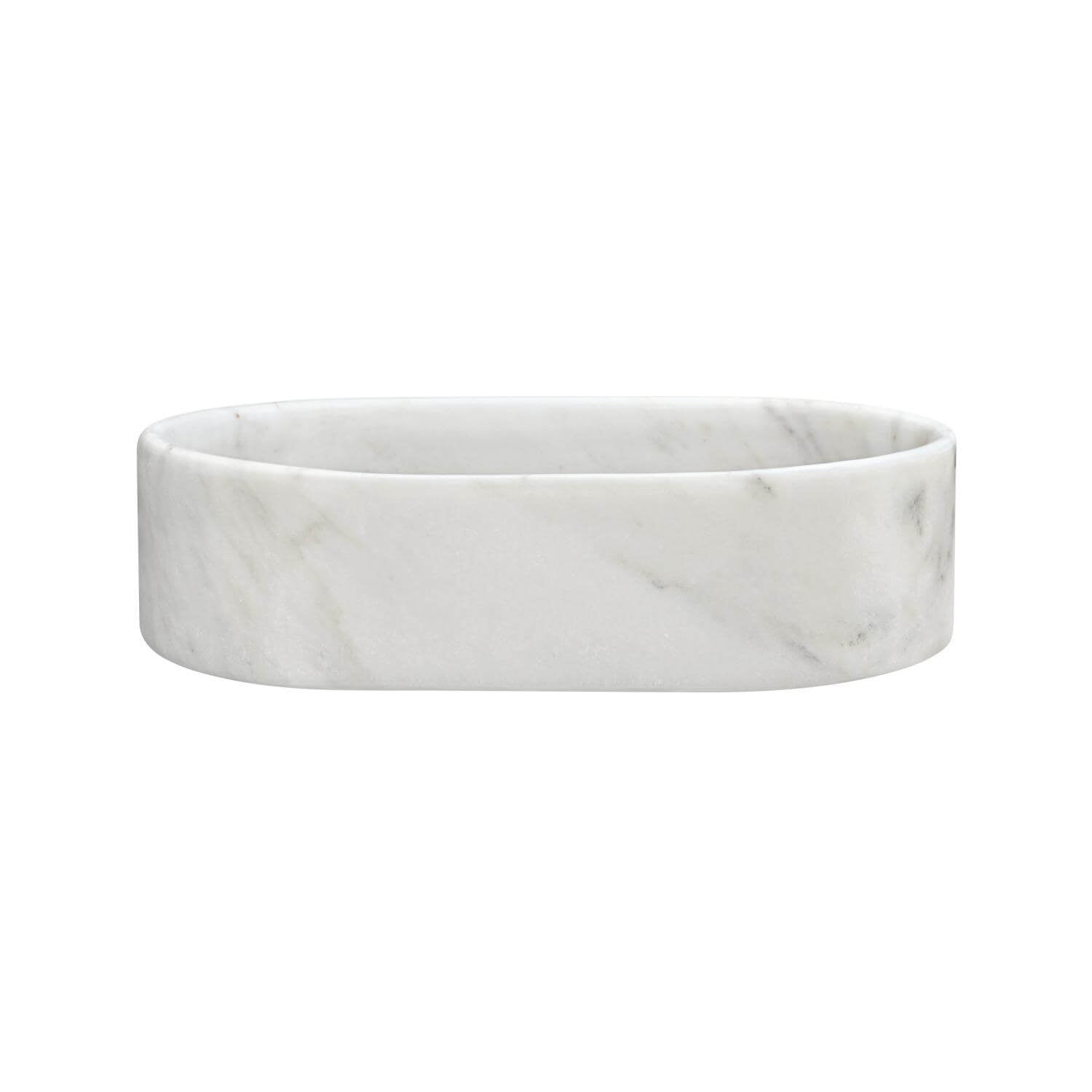 24" White Natural Marble Oval Bathroom Vessel Sink for Vanity Countertop