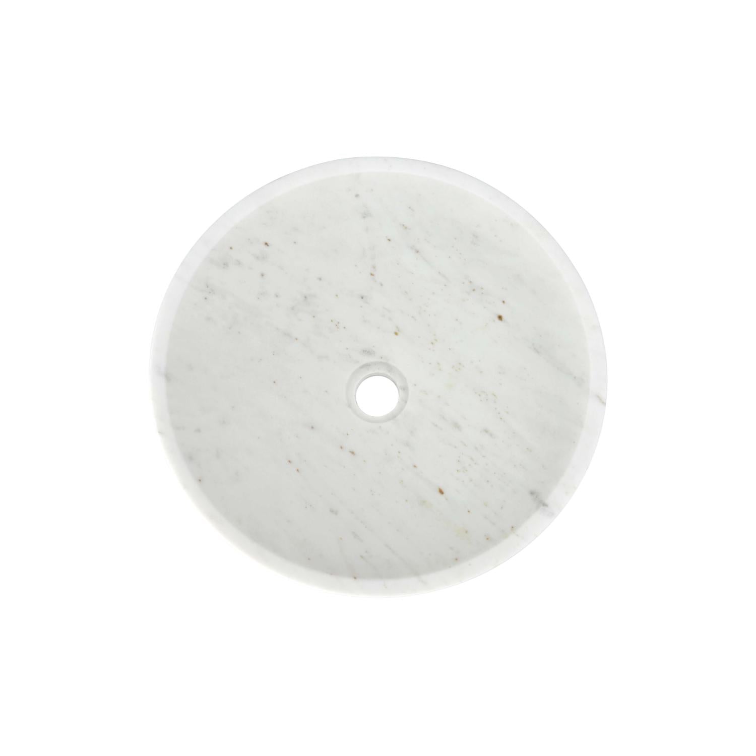16" White Marble Round Above-Counter Bathroom Sink