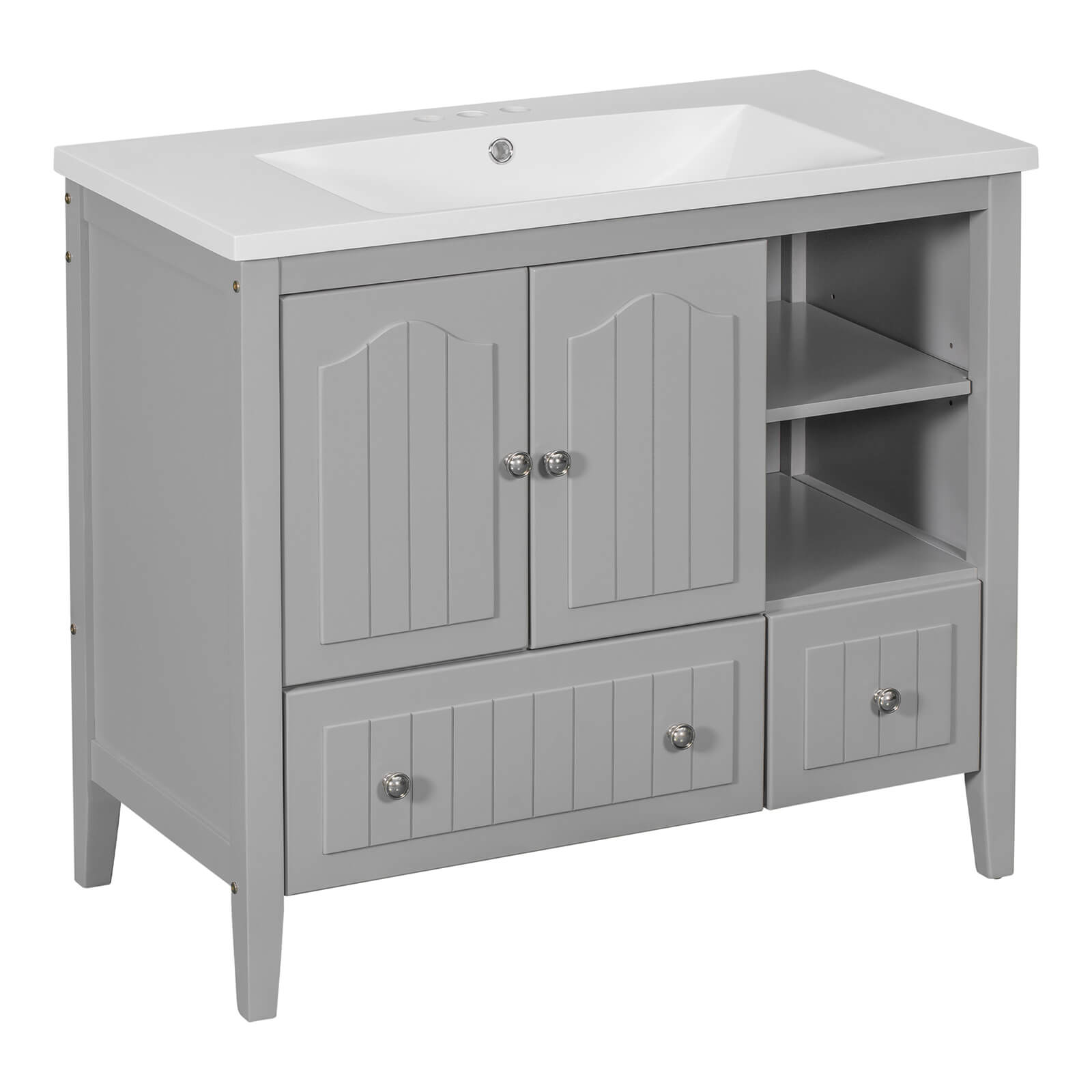 36" Gray Bathroom Vanity with Ceramic Sink