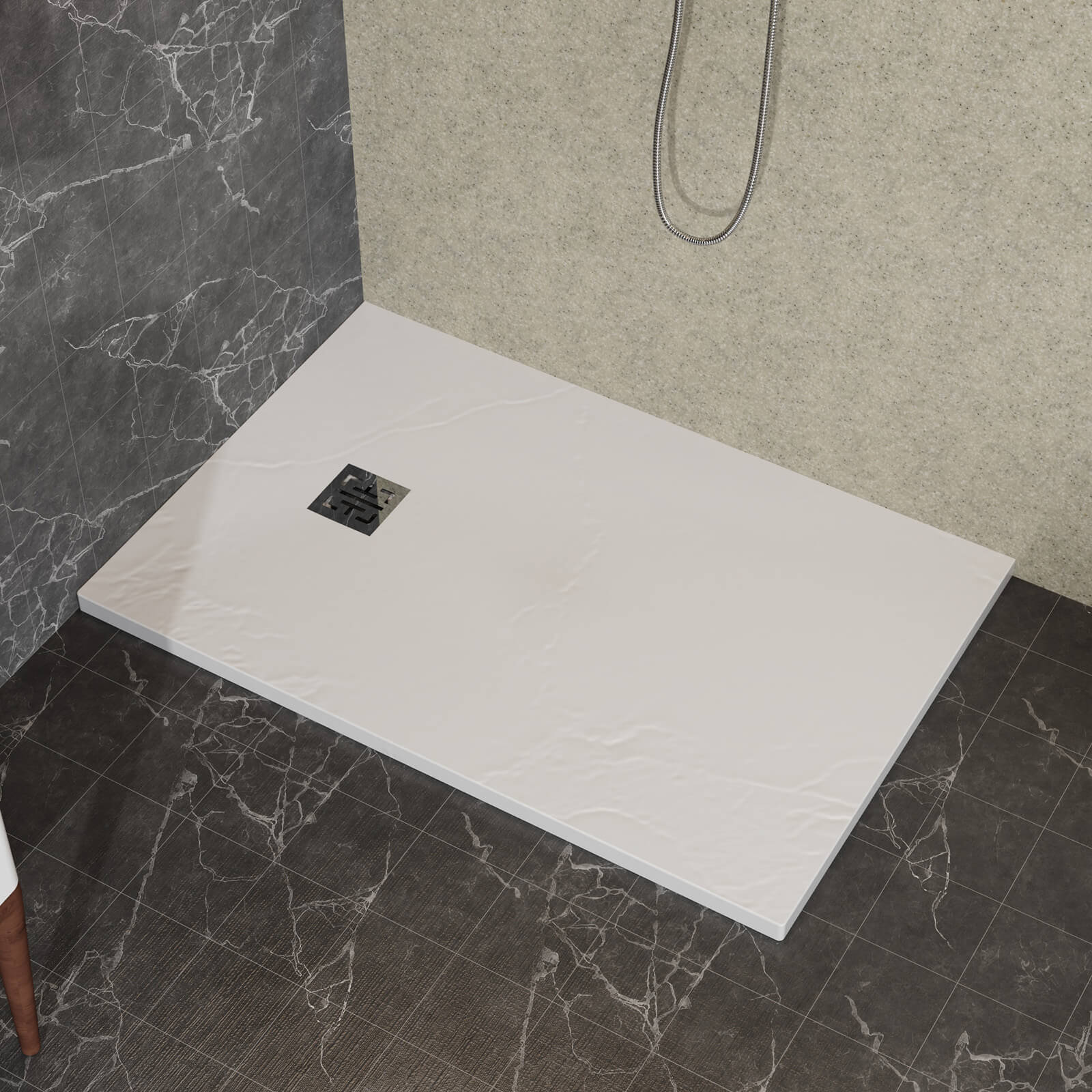 Premium 32x48 shower pan with acrylic surface_ featuring enhanced anti slip texture