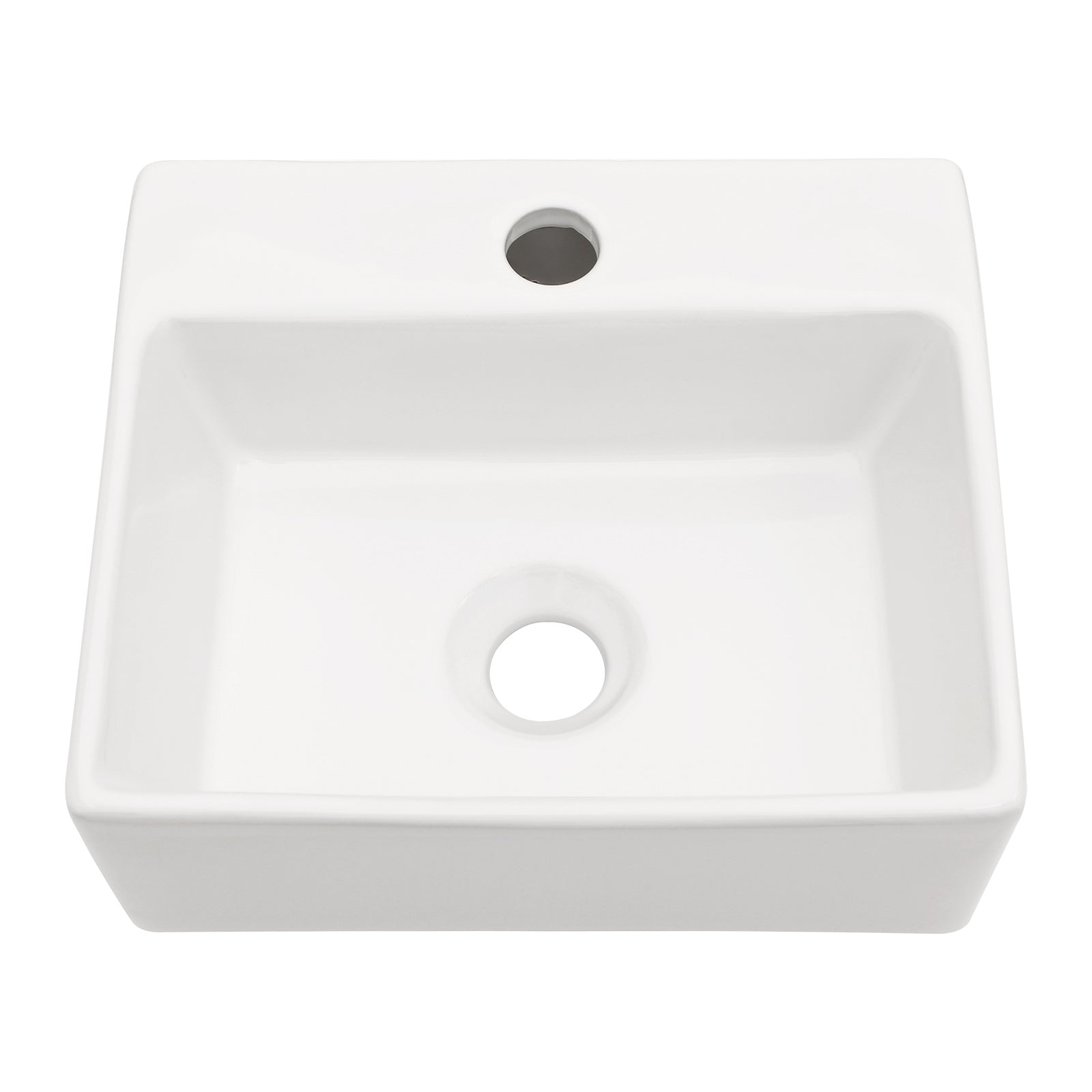 Rectangular bathroom sink with integrated faucet hole