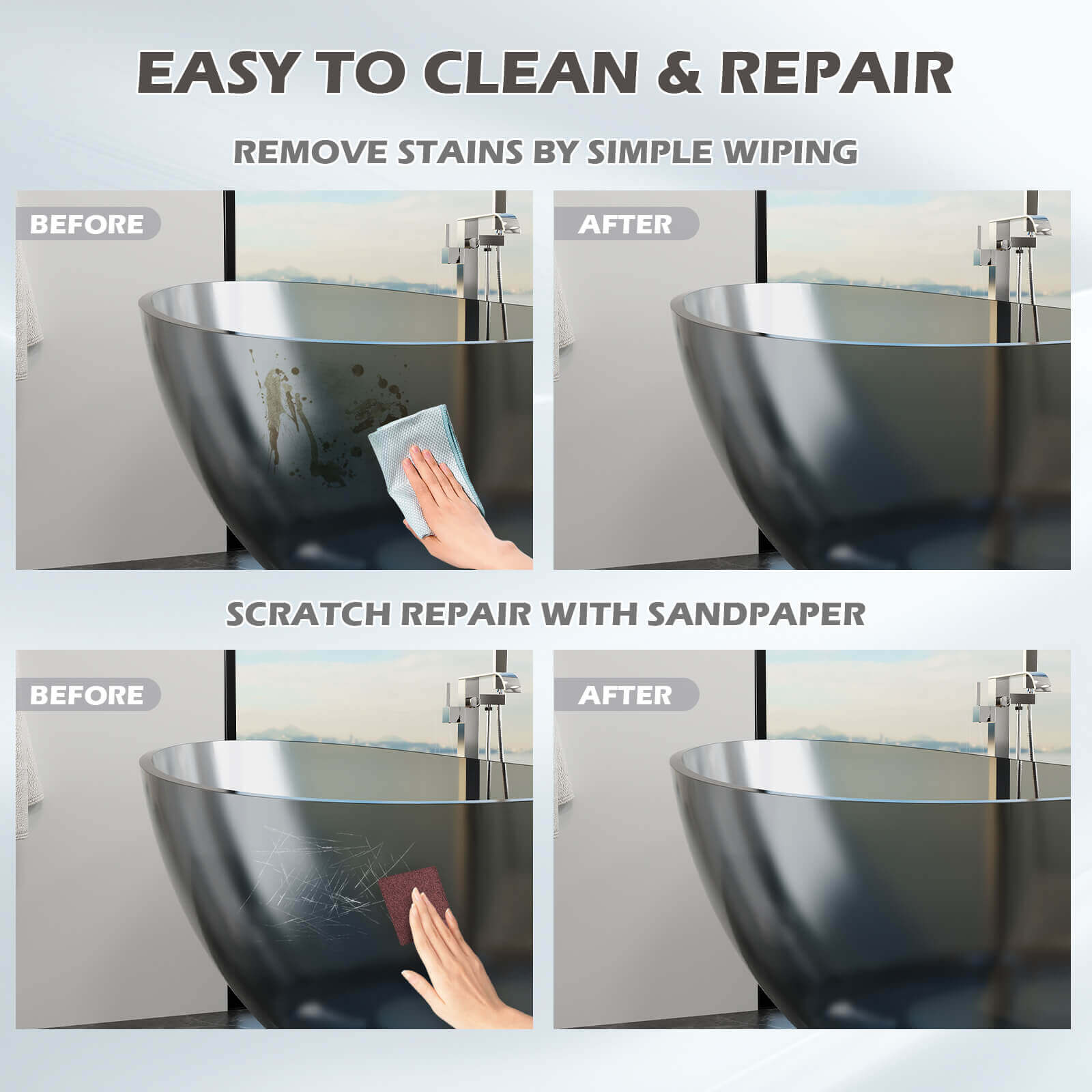 Restoration Instructions for a 63 inch Translucent Resin Whirlpool Tub