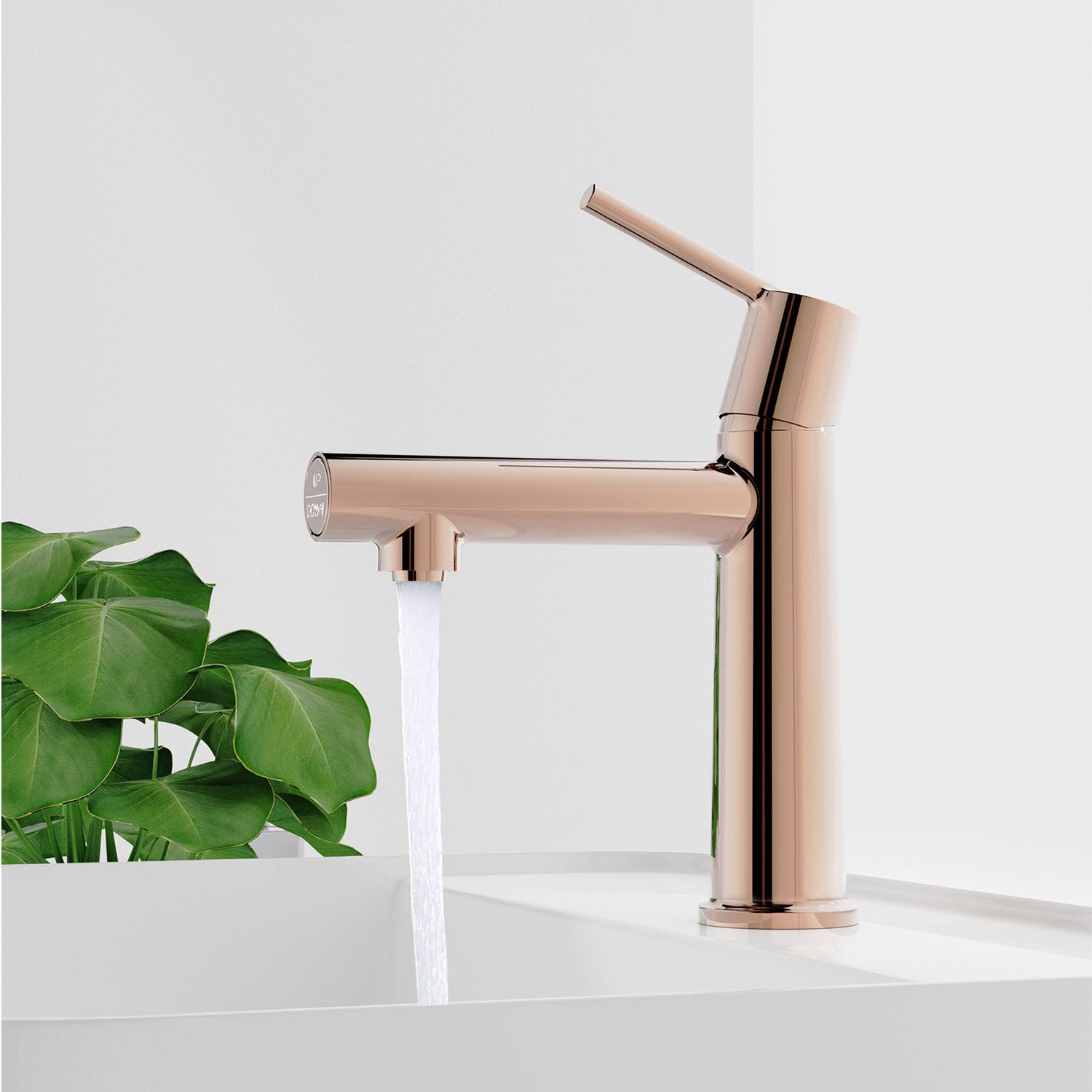 Rose Gold Single Handle Single Hole Bathroom Faucet-Flow Mode function