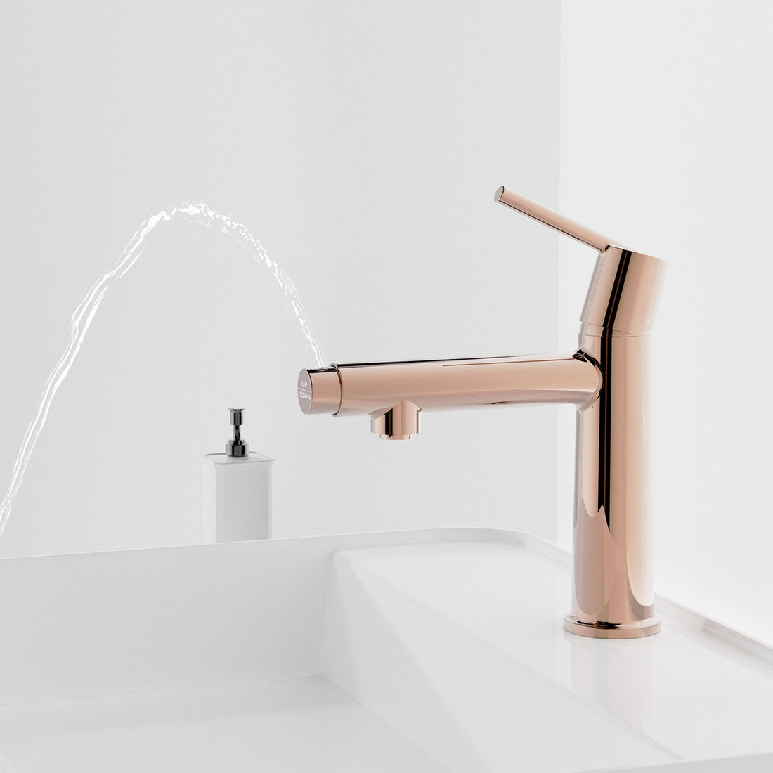 Rose Gold Single Handle Single Hole Bathroom Faucet-Fountain Mode function