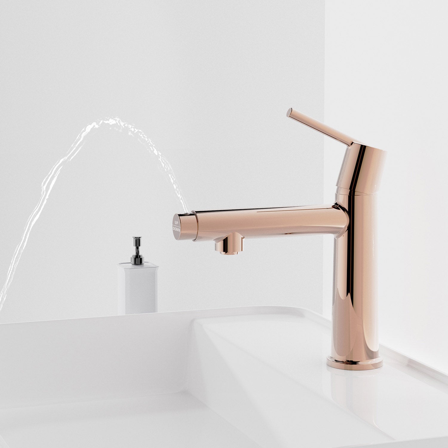 Rose Gold Single Handle Single Hole Bathroom Faucet-Fountain Mode function