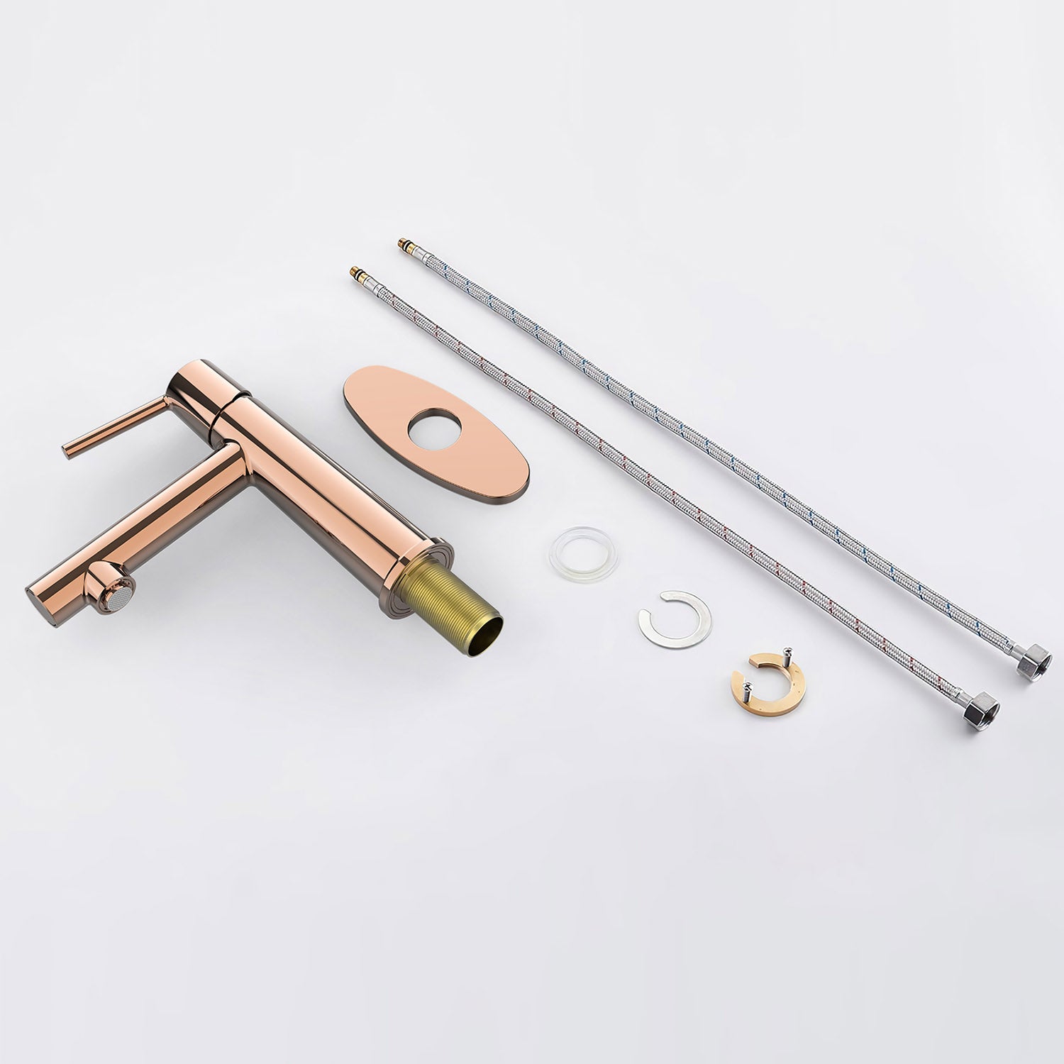 Rose Gold Single Handle Single Hole Bathroom Faucet and accessories