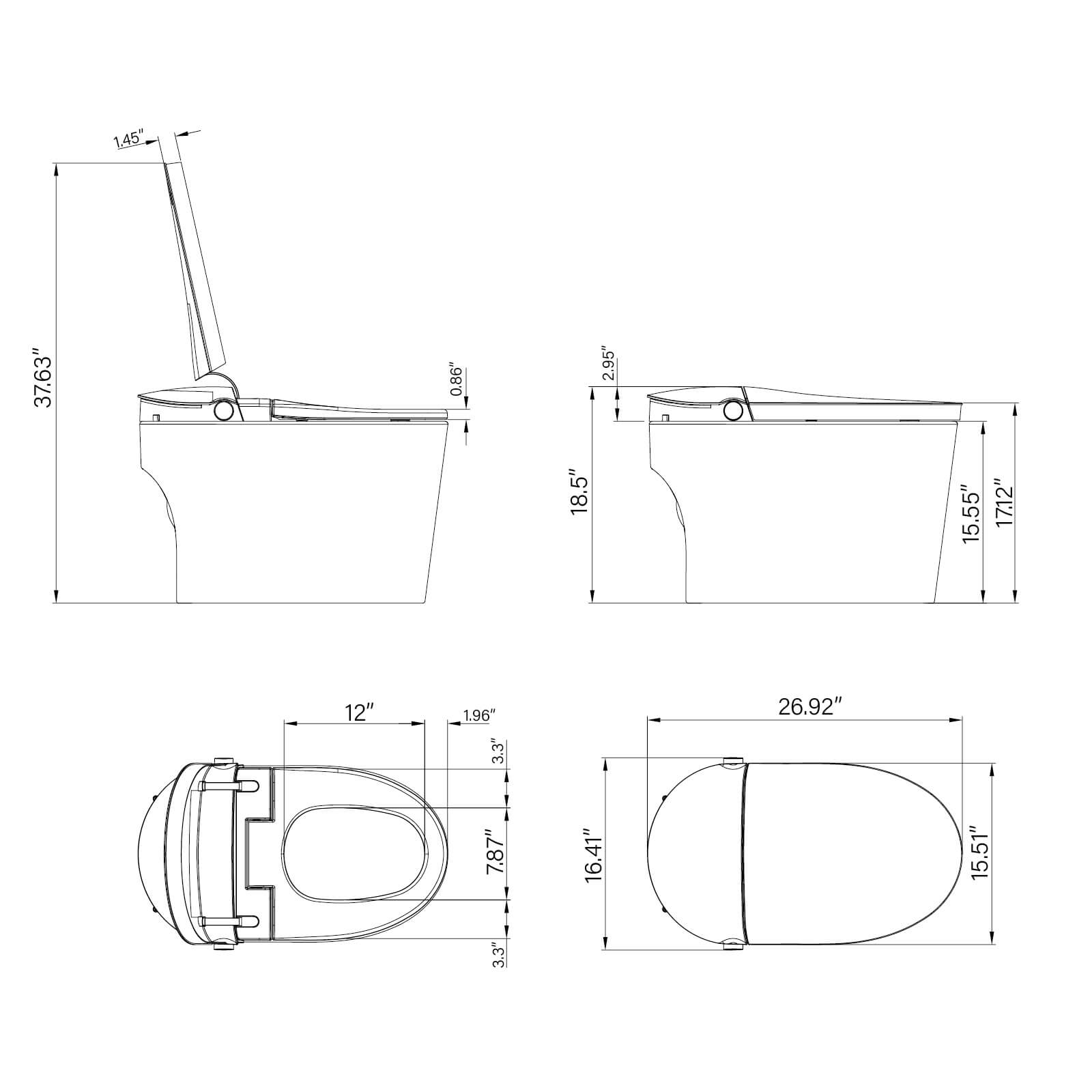 Modern Full-Function Smart Toilet with Advanced Bidet System