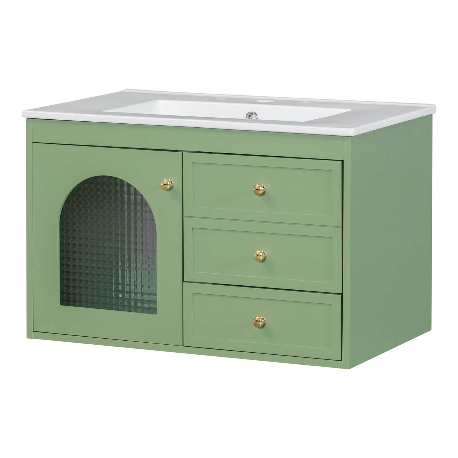 76cm Salbeigrüner Wandmontierter MDF-Badezimmerwaschtisch