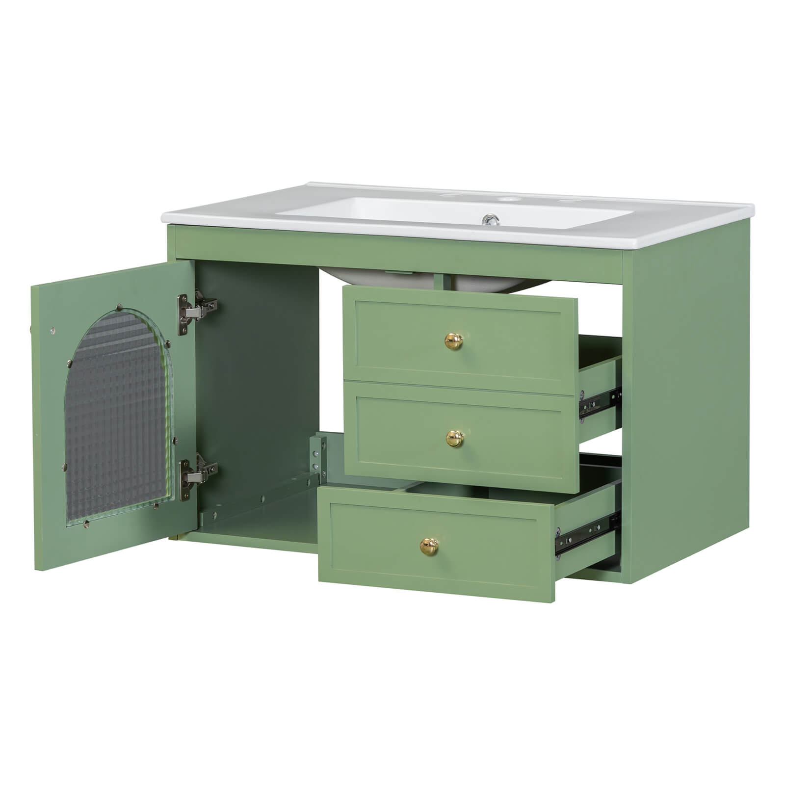 76cm Salbeigrüner Wandmontierter MDF-Badezimmerwaschtisch