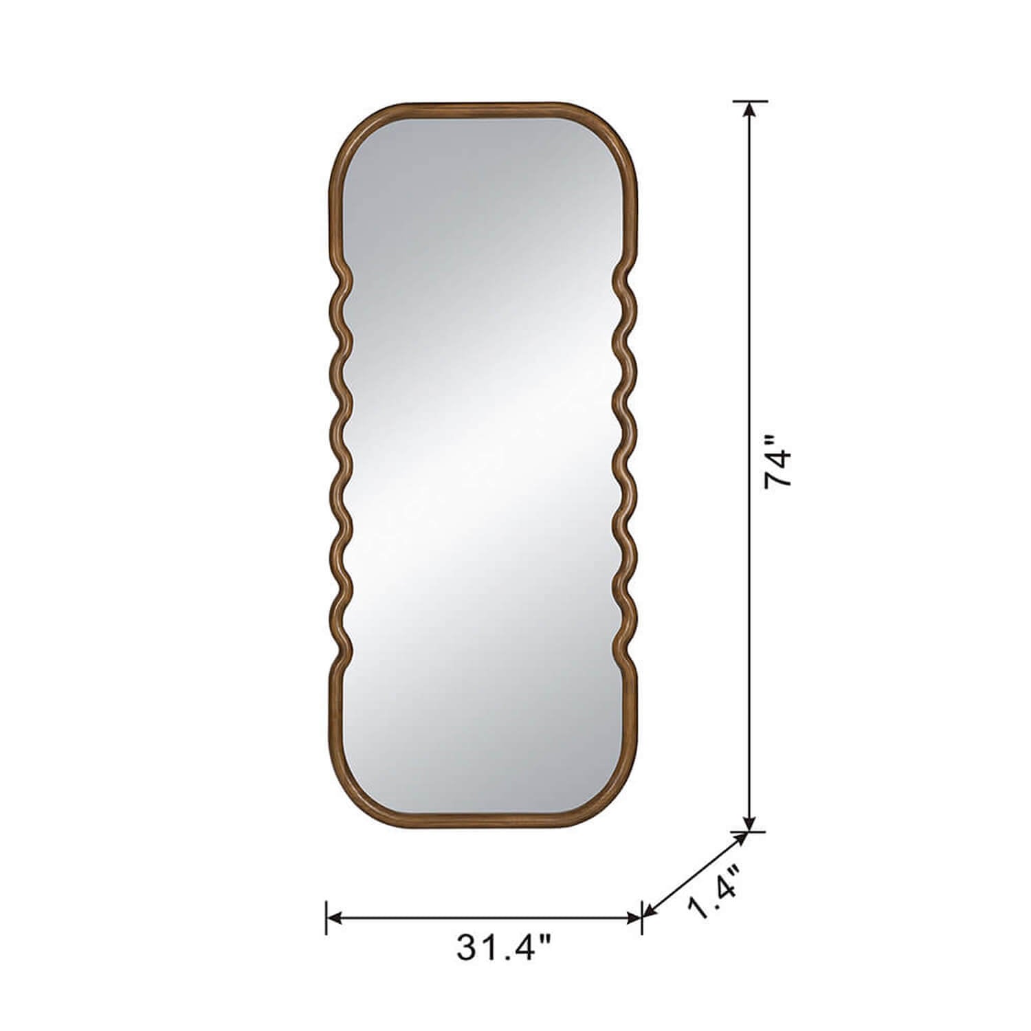 Scalloped mirror dimension view 74 x 31.4 inches