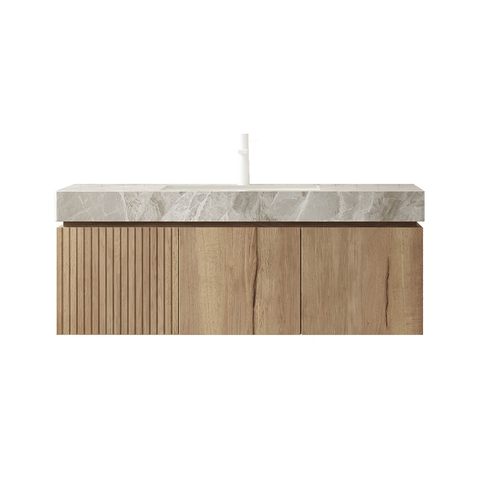 Scandinavian style floating vanity with ceramic sink