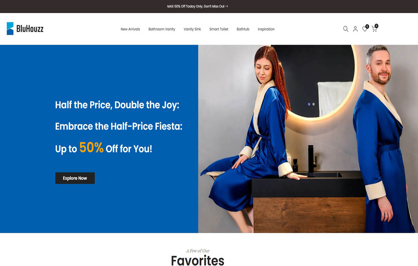 Screenshot of BluHouzz official website homepage