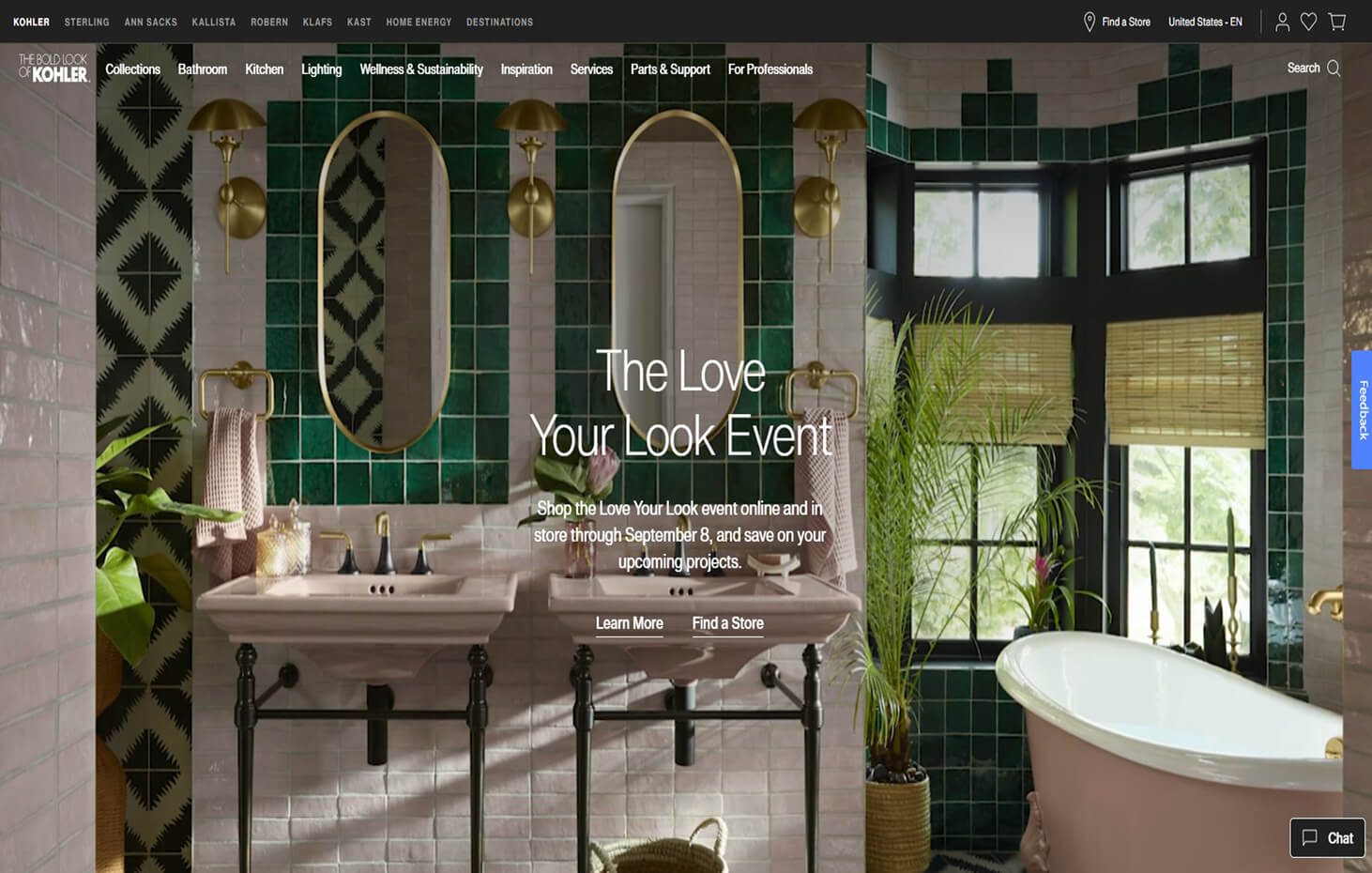 Screenshot of Kohler's official website