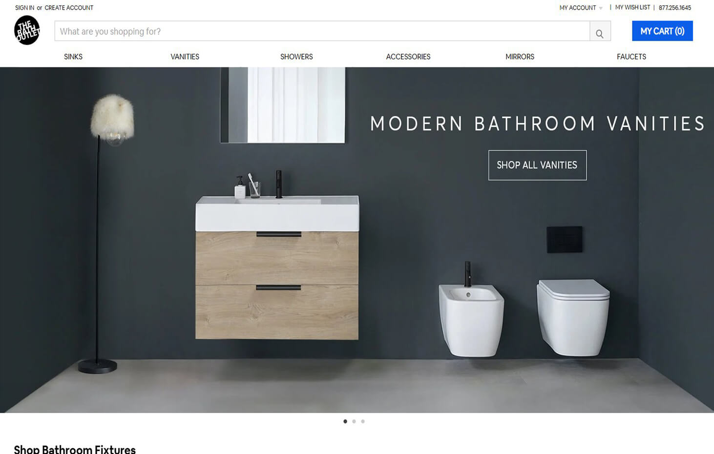 Screenshot of TheBathOutlet official website homepage