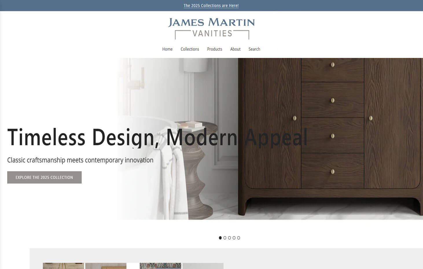 Screenshot of the James Martin Vanities official website