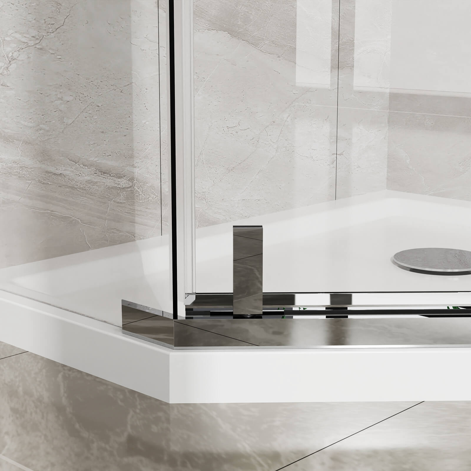 Semi frameless shower enclosure with magnetic door seal in black finish
