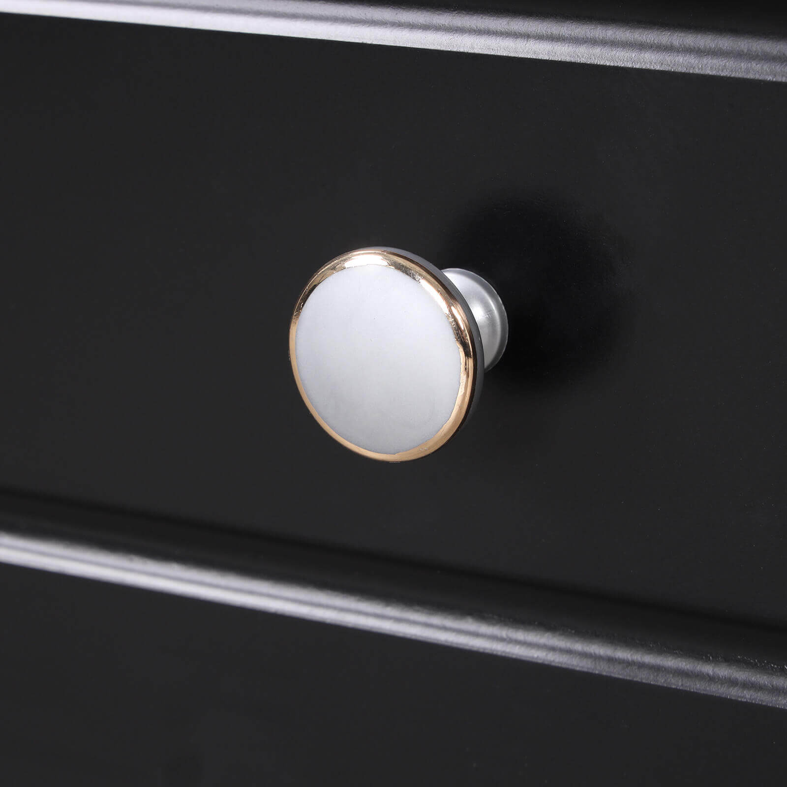 Silver handles for 20 inch black bathroom vanity with clear glass door