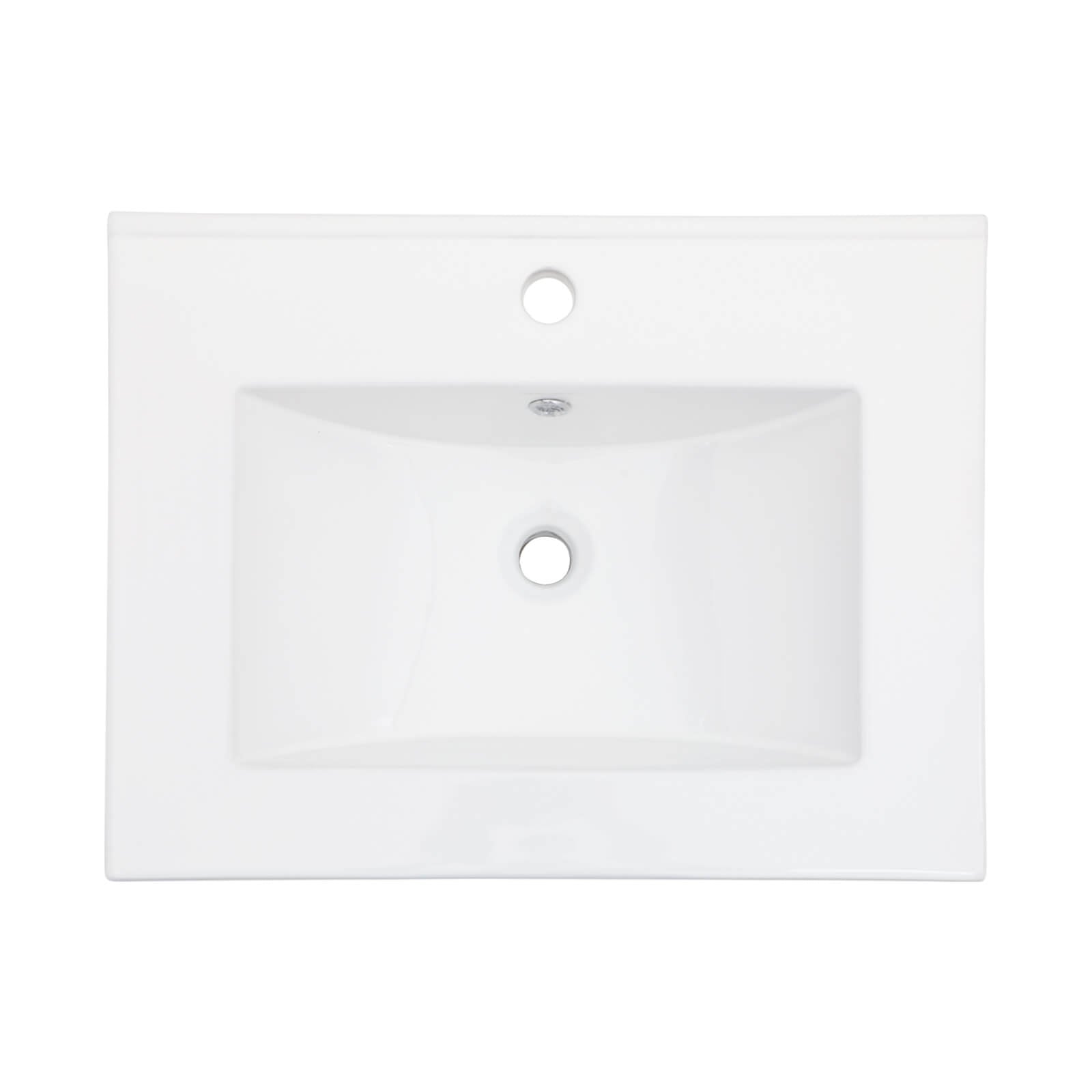 Single hole ceramic sink with built in countertop and basin
