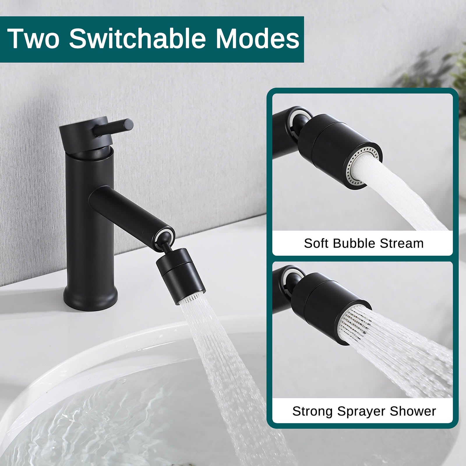 Sink Faucet with 2 Mode 360-degree Rotating Aerator
