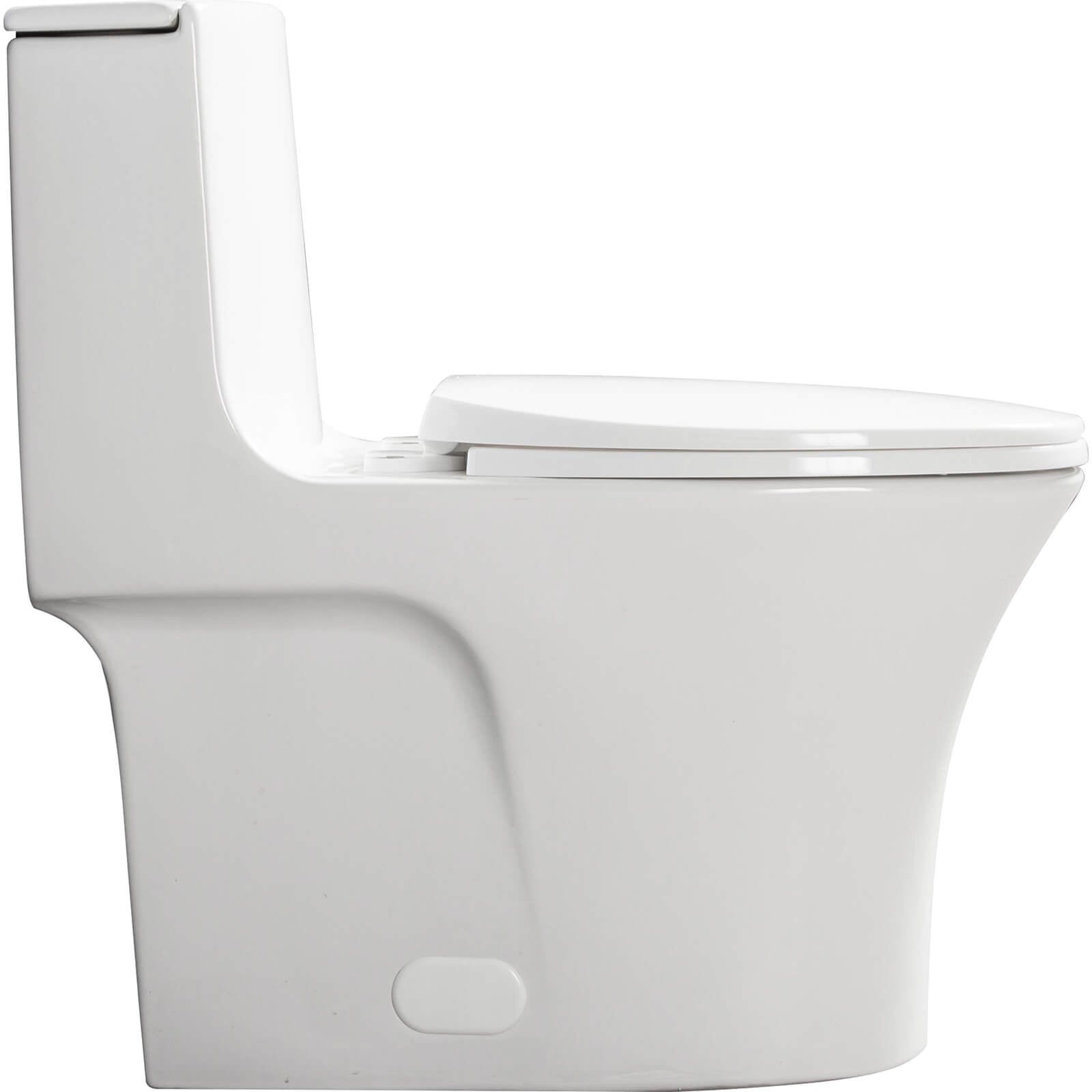 Skirted trapway toilet with sleek_ modern appearance