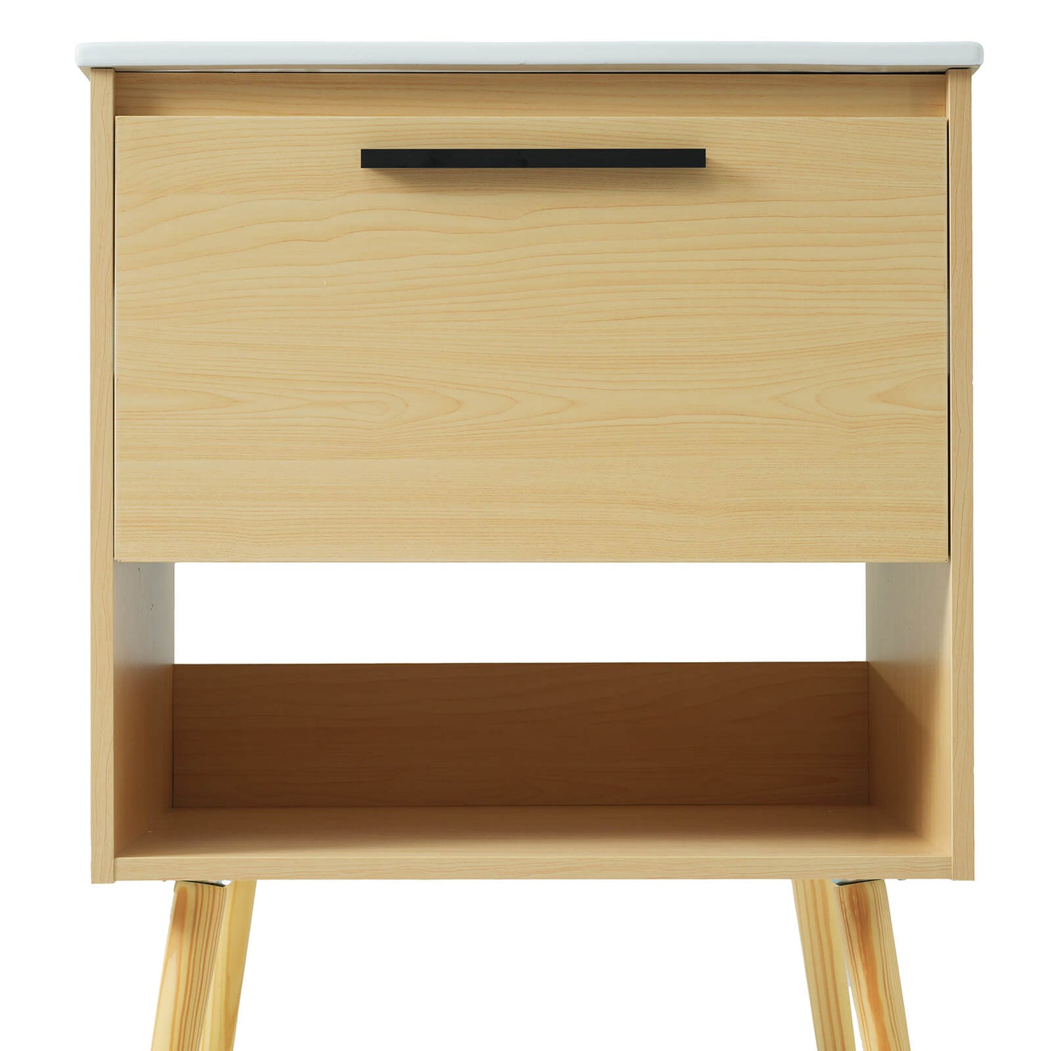 Sleek Bathroom Vanity with Slim Tapered Legs and Natural Wood Finish